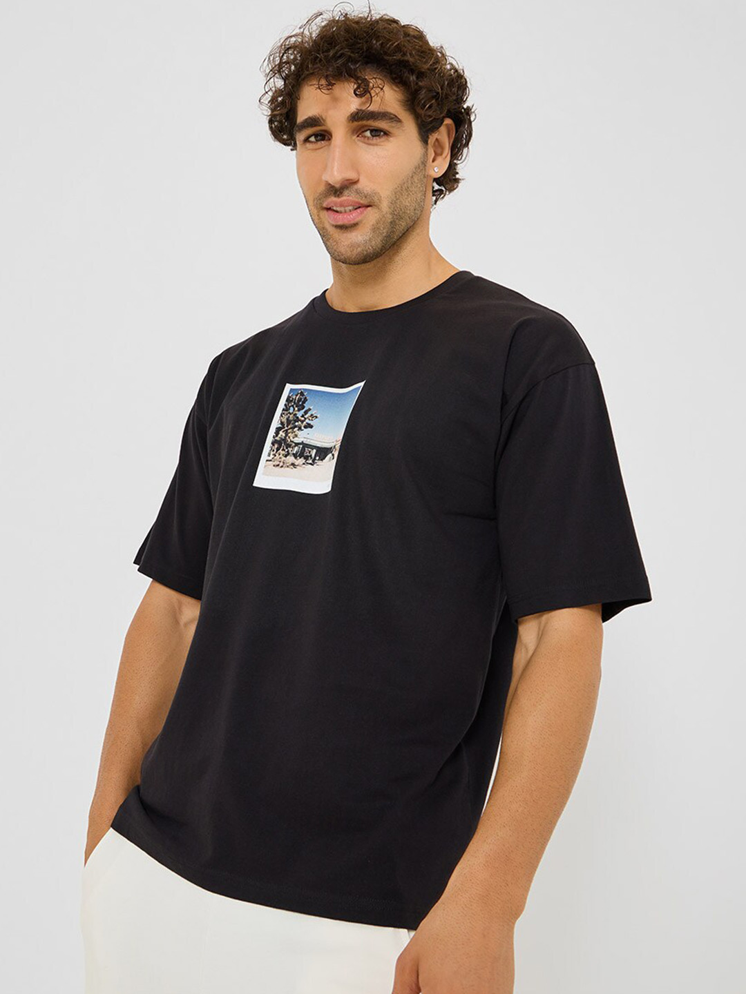 Styli Graphic Printed Cotton T-shirt, Black
Styli Graphic Printed Cotton T-shirt, Black