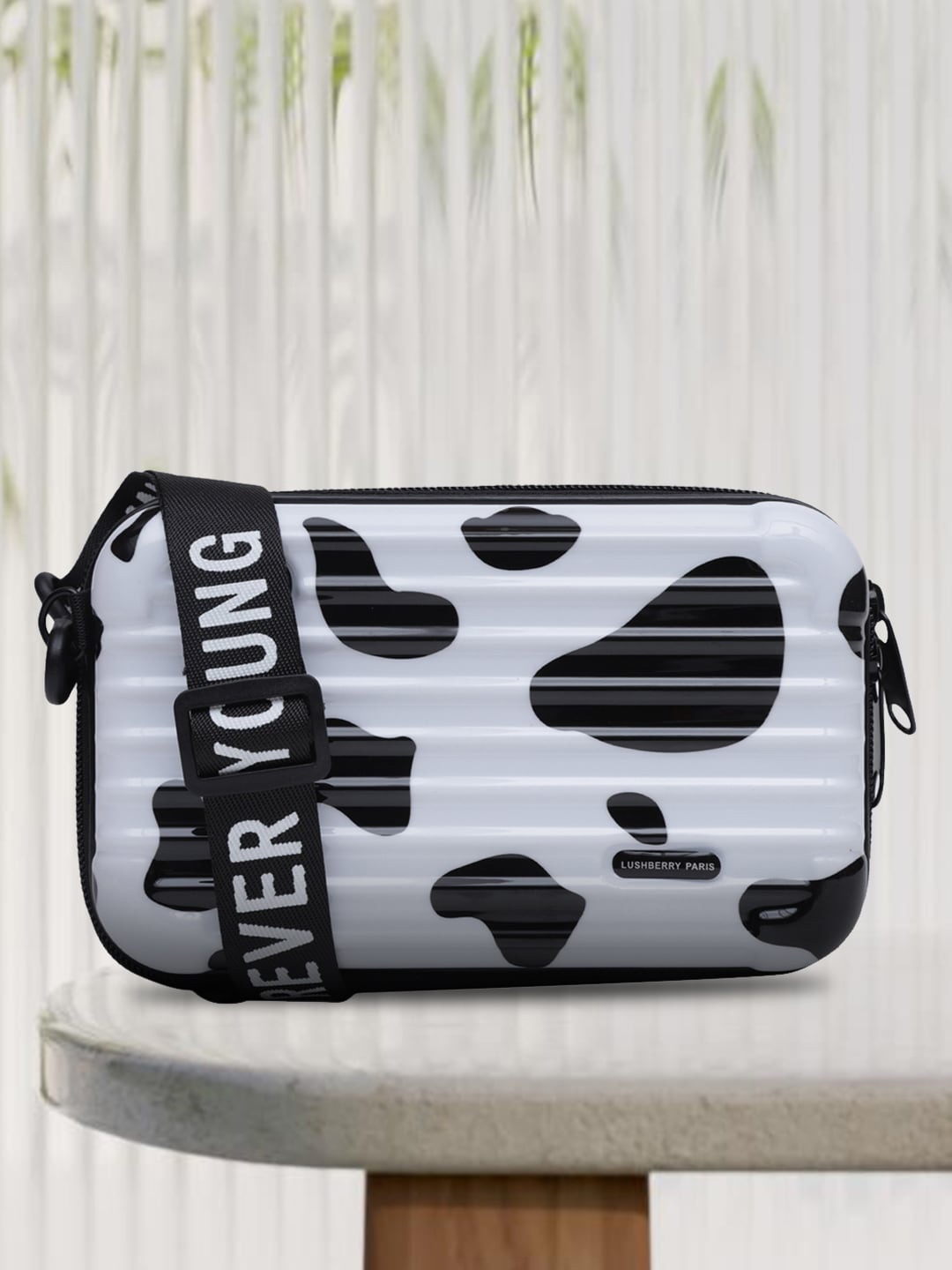 MINI WESST Animal Printed Structured Sling Bag, White