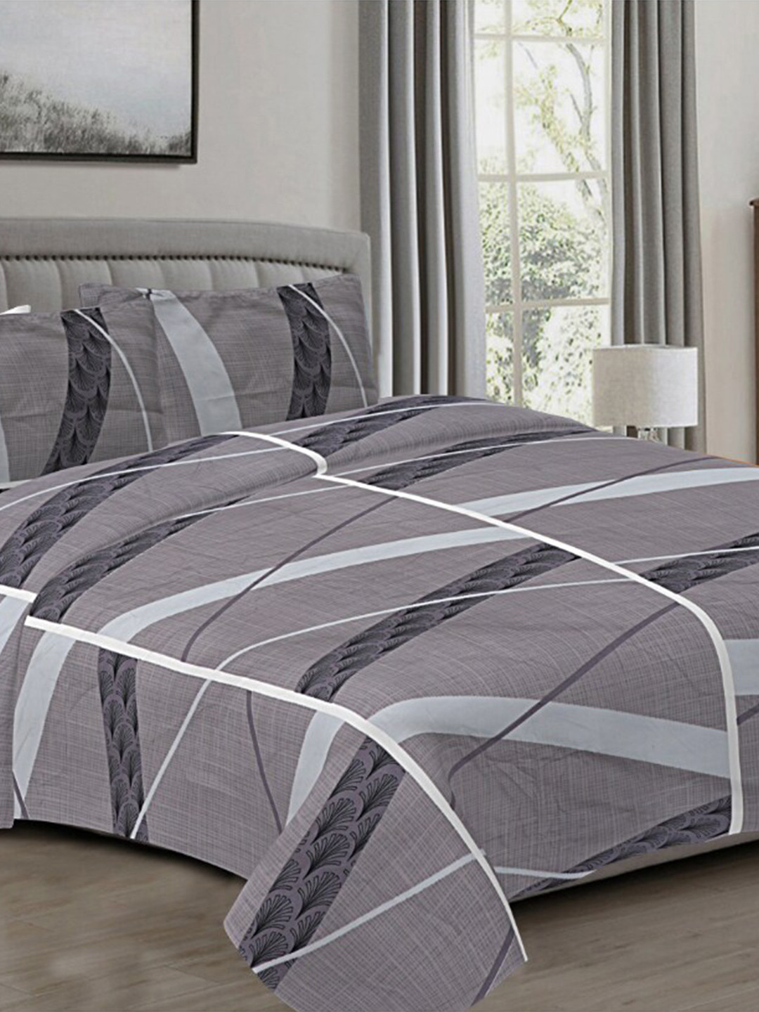 INDHOME LIFE Grey & White Printed Cotton 210 TC Fitted Queen Bedsheet with 2 Pillow Covers
INDHOME LIFE Grey & White Printed Cotton 210 TC Fitted Queen Bedsheet with 2 Pillow Covers