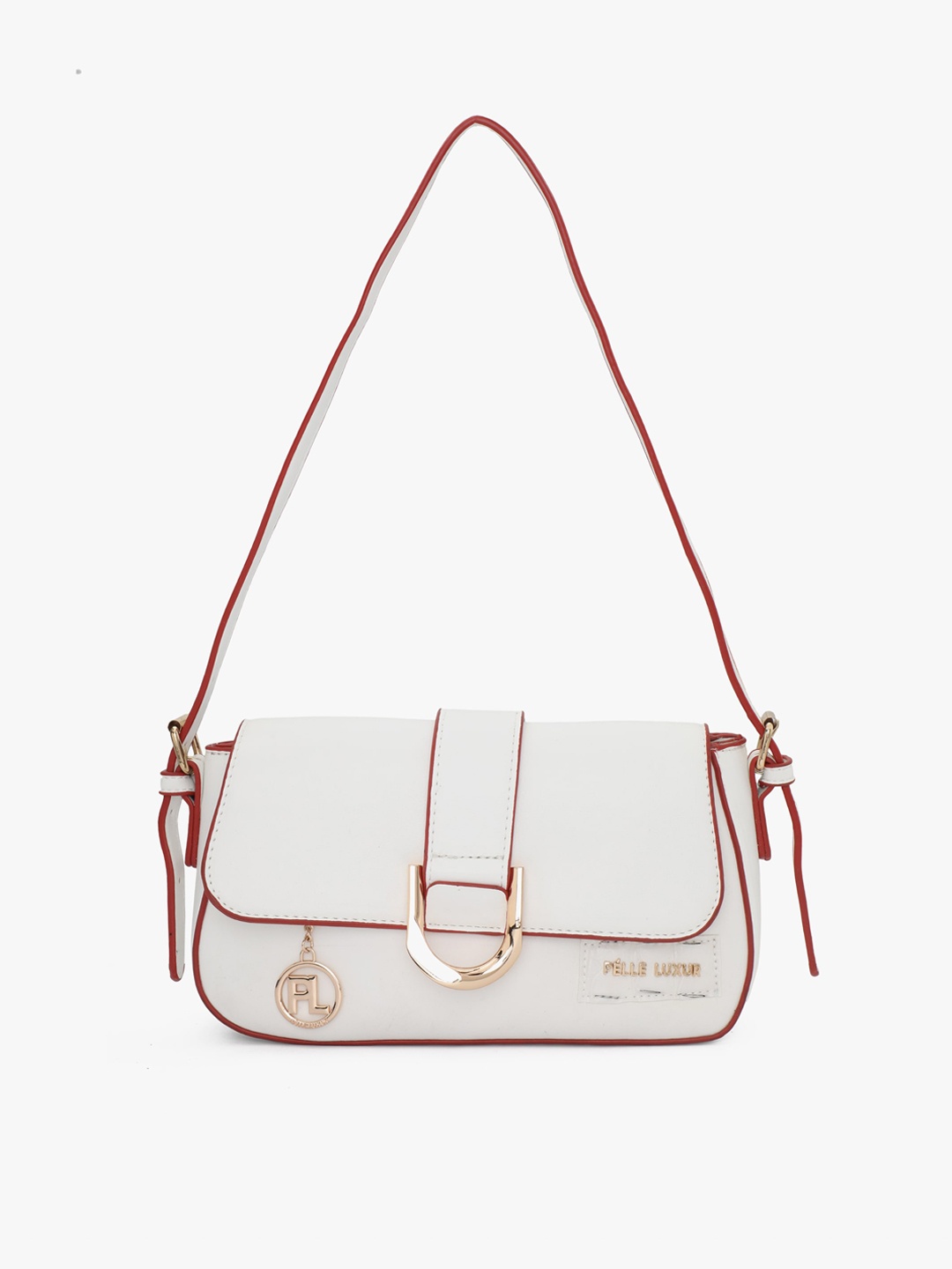 PELLE LUXUR PU Structured Shoulder Bag, White