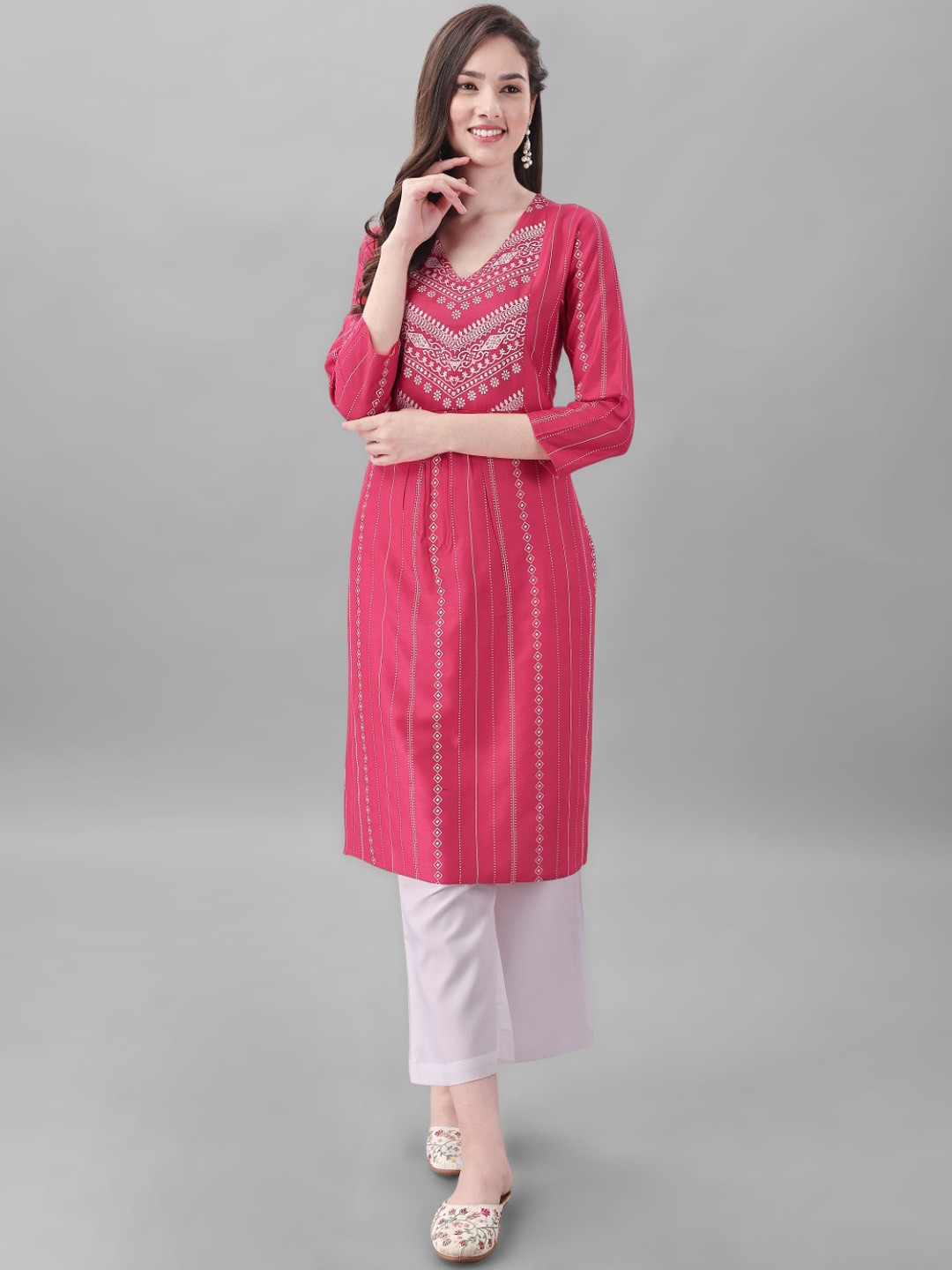 Modestouze Attires Ethnic Motifs Printed V-Neck Pure Cotton Straight Kurta With Trousers, Pink
Modestouze Attires Ethnic Motifs Printed V-Neck Pure Cotton Straight Kurta With Trousers, Pink