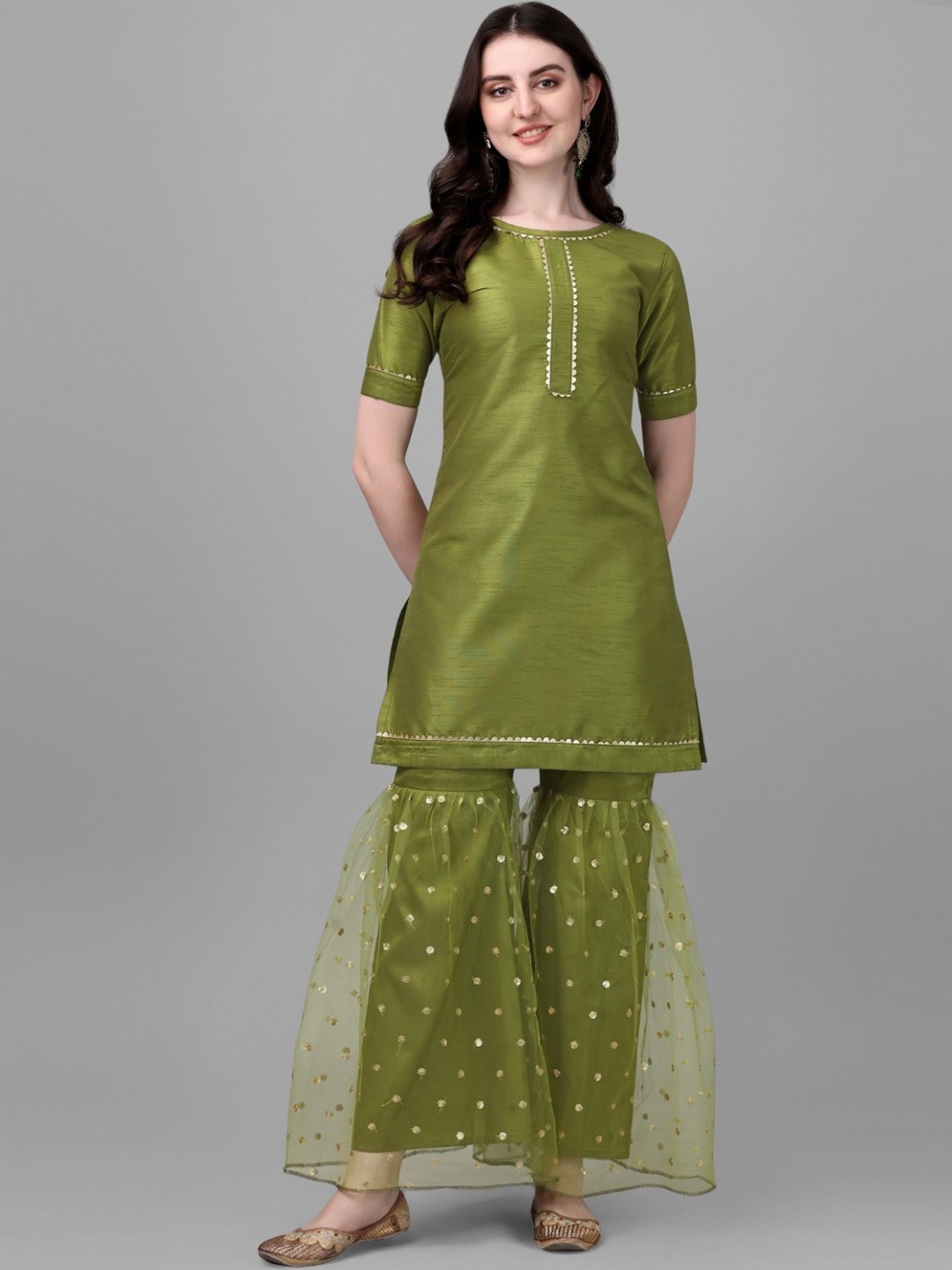 Modestouze Attires Regular Gotta Patti Pure Silk Kurta With Trousers & Dupatta, Green
Modestouze Attires Regular Gotta Patti Pure Silk Kurta With Trousers & Dupatta, Green