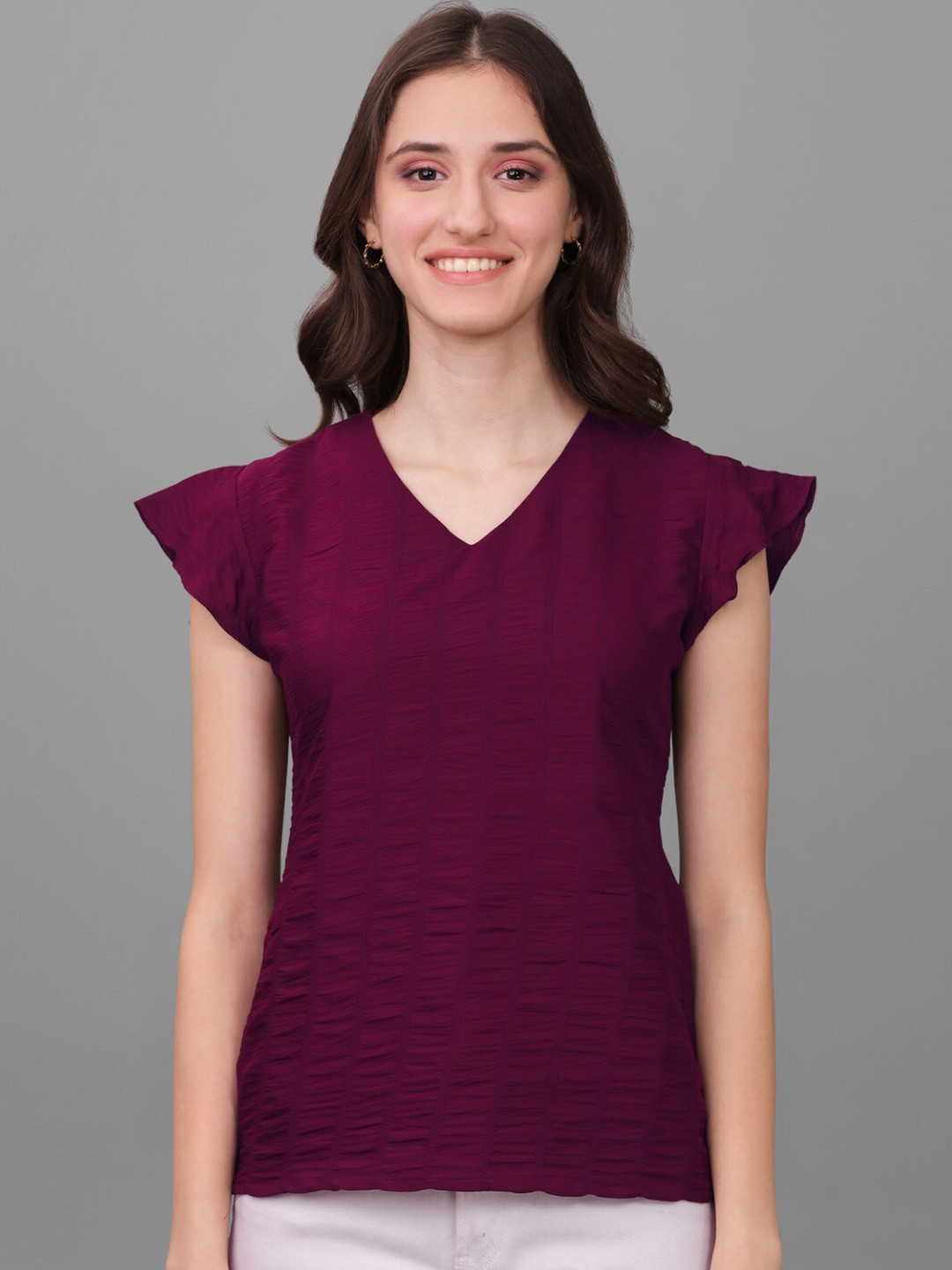 Modestouze Attires V-Neck Flutter Sleeve Top, Maroon
Modestouze Attires V-Neck Flutter Sleeve Top, Maroon