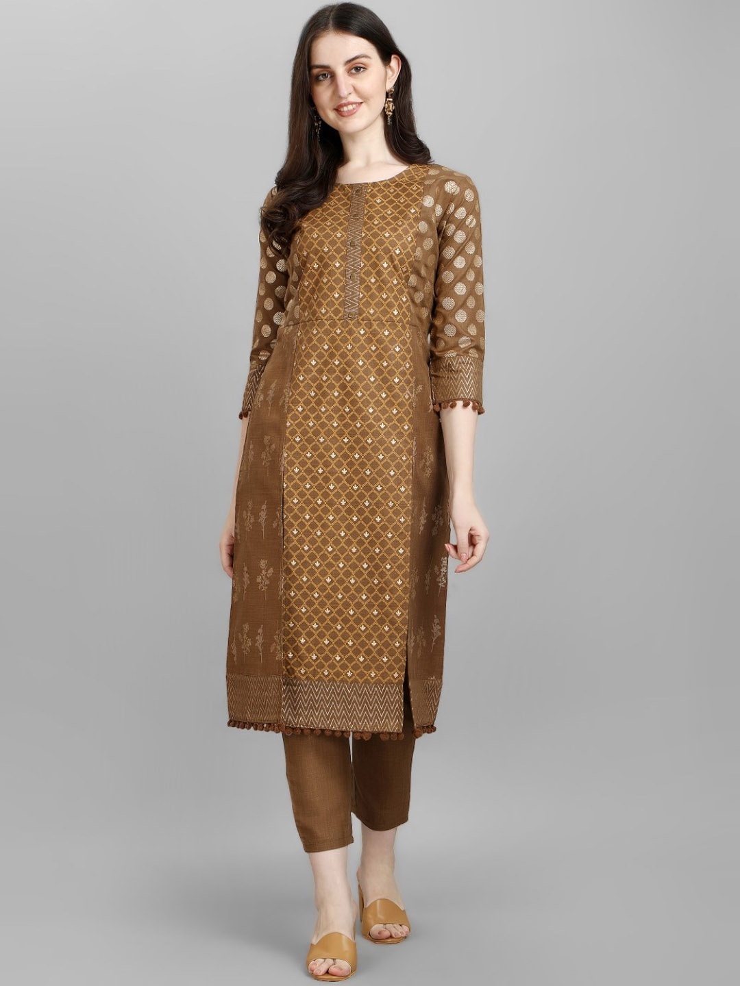 Modestouze Attires Ethnic Motifs Printed Regular Pure Cotton Kurta With Trousers, Brown
Modestouze Attires Ethnic Motifs Printed Regular Pure Cotton Kurta With Trousers, Brown