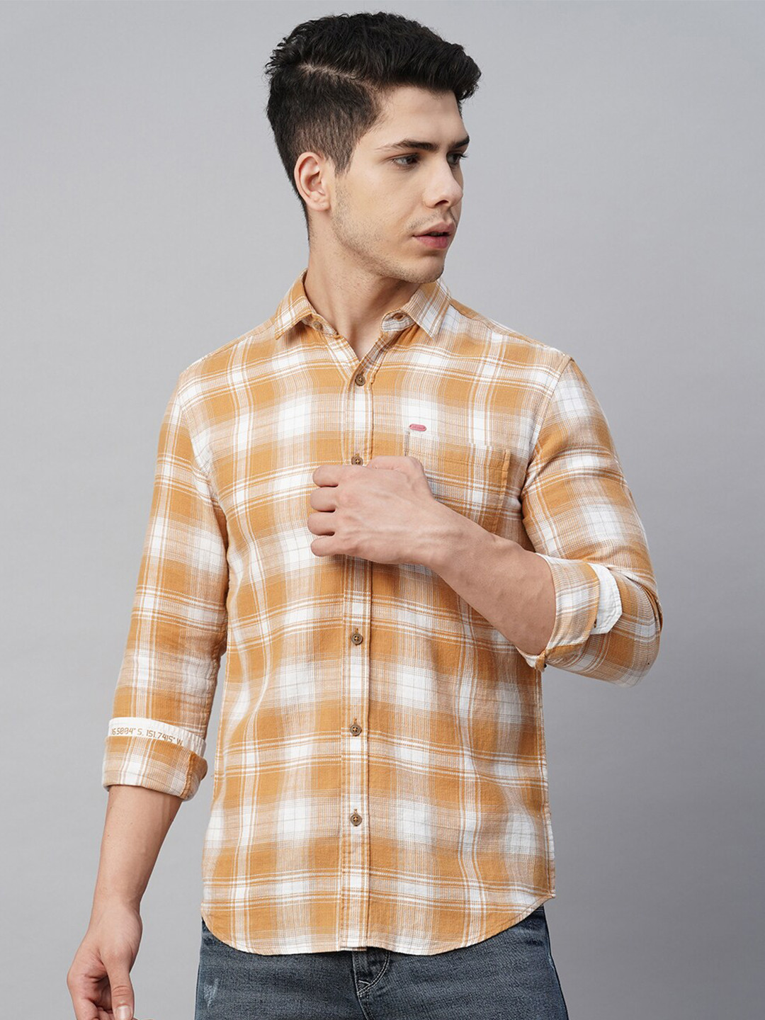 Blue Buddha Tartan Checked Spread Collar Cotton Casual Shirt, White 
Blue Buddha Tartan Checked Spread Collar Cotton Casual Shirt, White