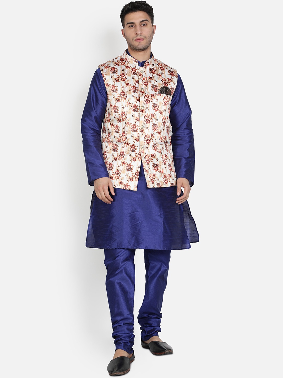 Armaan Ethnic Mandarin Collar Dupion Silk Kurta with Churidar And Printed Nehru Jacket, Blue
Armaan Ethnic Mandarin Collar Dupion Silk Kurta with Churidar And Printed Nehru Jacket, Blue