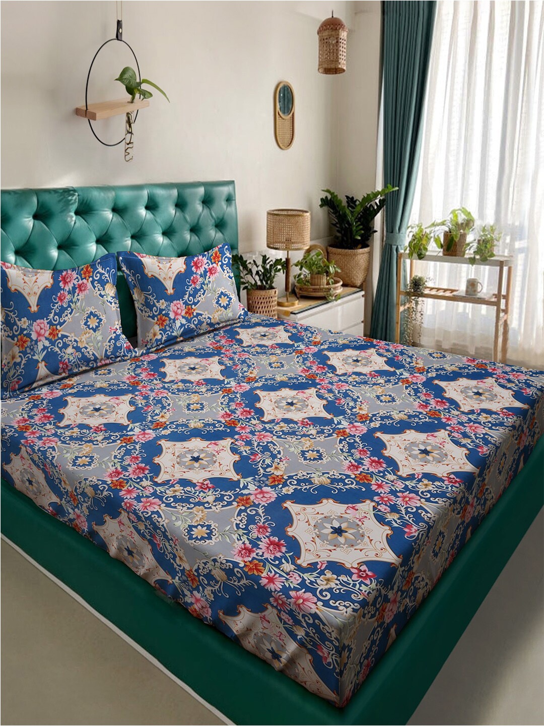 Alina decor Blue & Pink Ethnic Motifs Printed 210 TC King Bedsheet With 2 Pillow Covers
Alina decor Blue & Pink Ethnic Motifs Printed 210 TC King Bedsheet With 2 Pillow Covers
