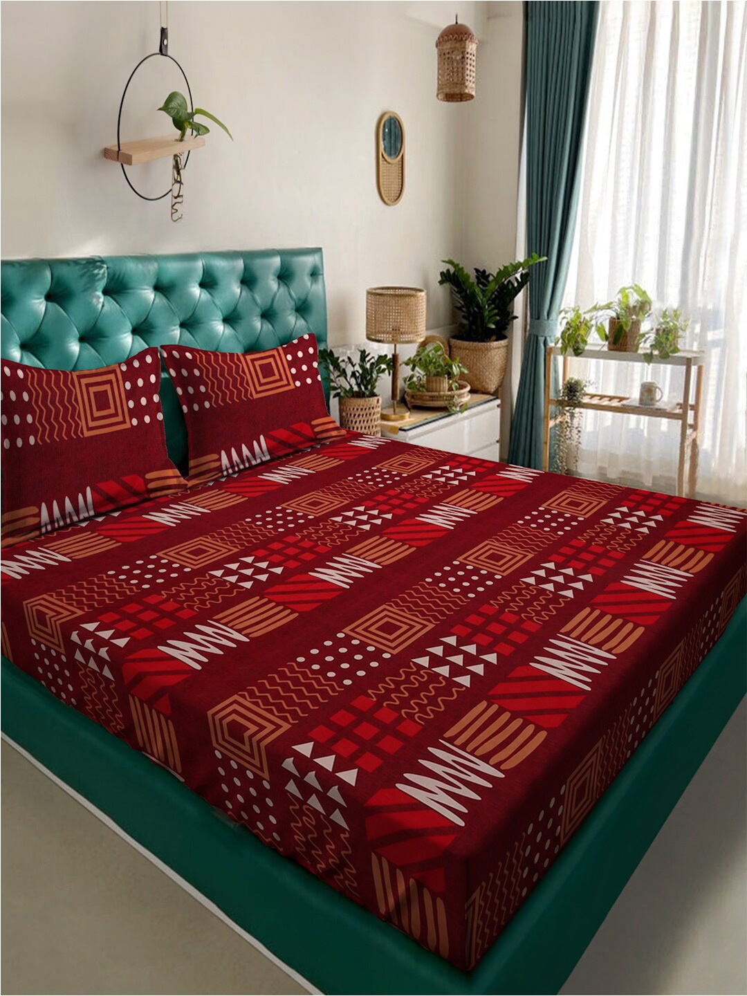 Alina decor Brown & Red Geometric Polycotton 210 TC King Bedsheet With 2 Pillow Covers
Alina decor Brown & Red Geometric Polycotton 210 TC King Bedsheet With 2 Pillow Covers