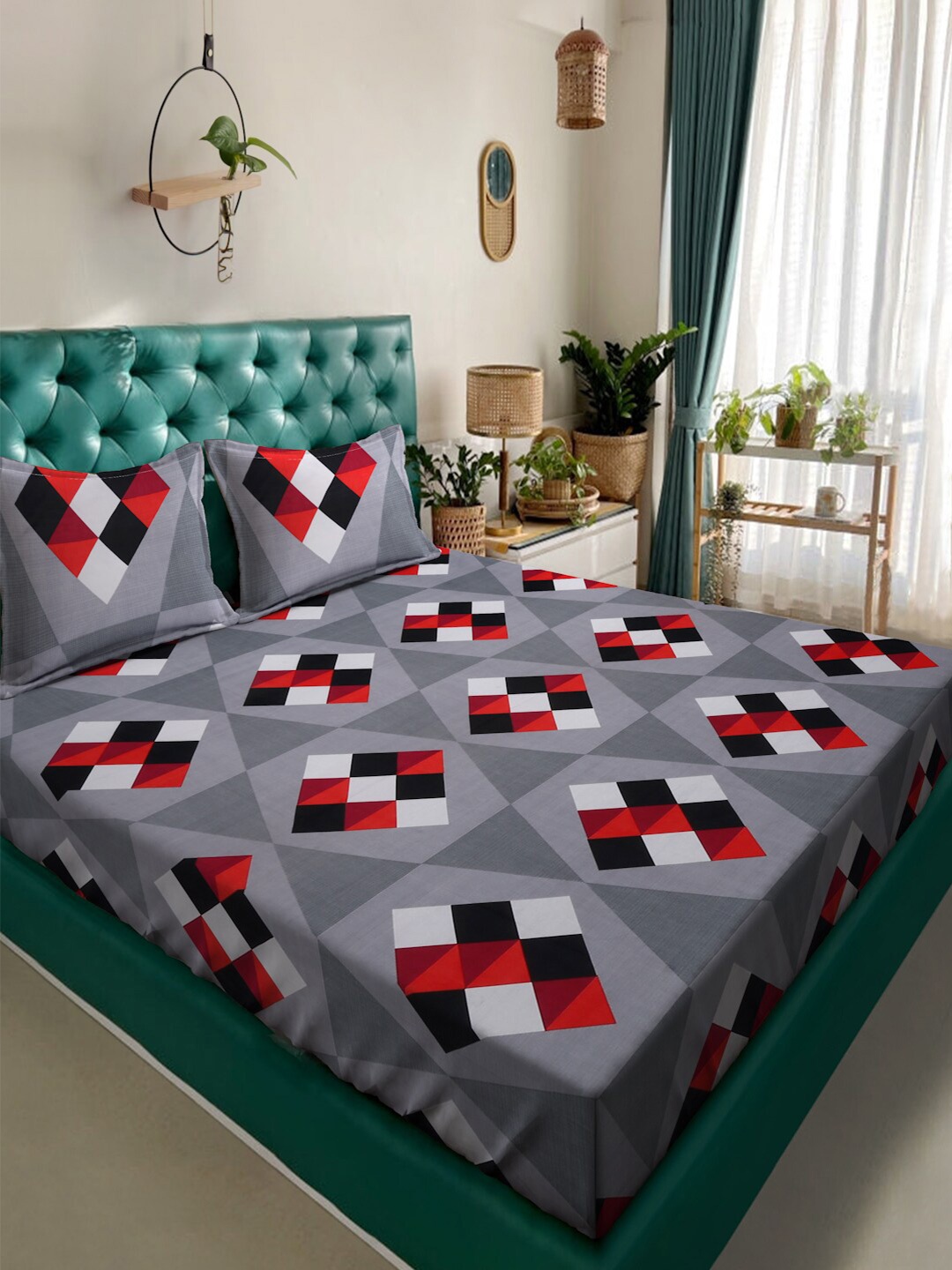 Alina decor Grey & Red Geometric Polycotton 210 TC King Bedsheet With 2 Pillow Covers
Alina decor Grey & Red Geometric Polycotton 210 TC King Bedsheet With 2 Pillow Covers