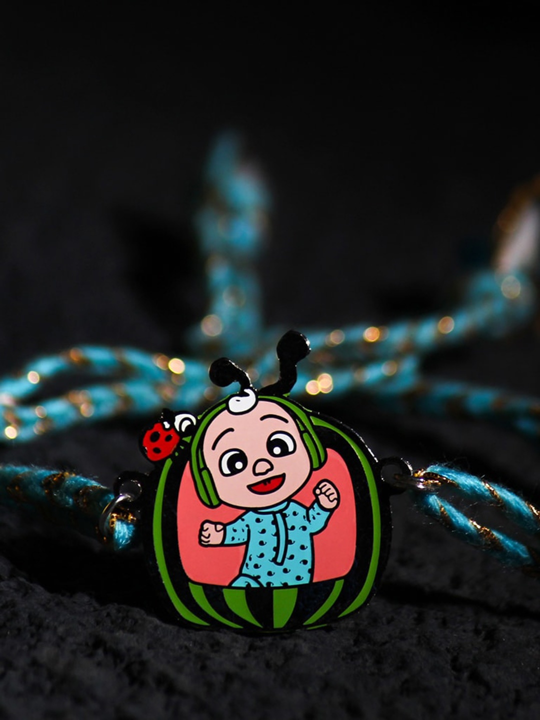 Bigsmall Cocomelon JJ Matallic Charm Rakhi, Green