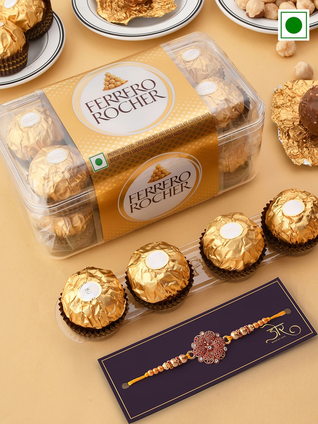 Hyperfoods Stone Studded & Beaded Rakhi With Ferrero Rocher Chocolate Gifts 100 g, Red
Hyperfoods Stone Studded & Beaded Rakhi With Ferrero Rocher Chocolate Gifts 100 g, Red