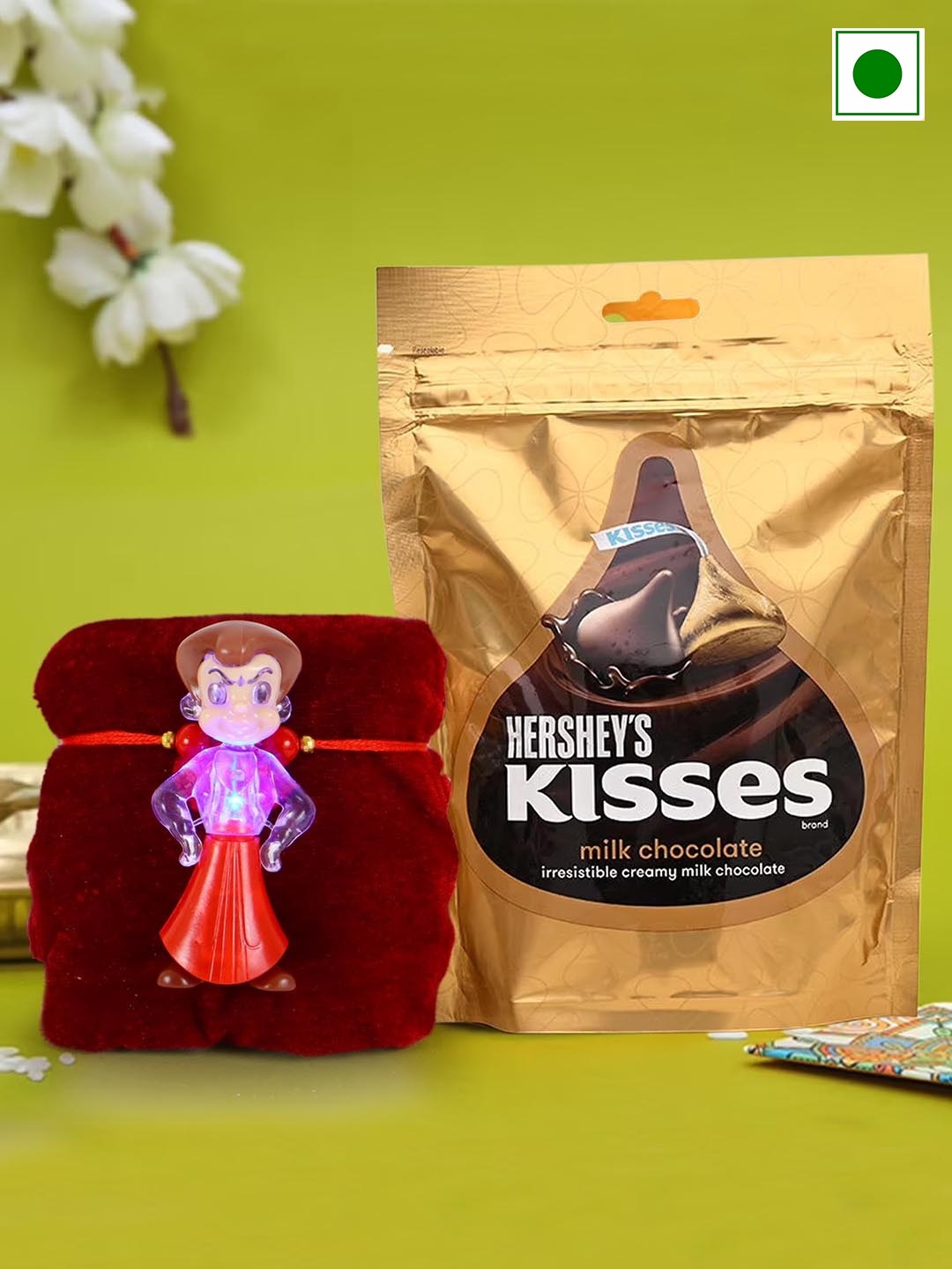 TIED RIBBONS Kids Chotta Beem Charm LED Rakhi With Hersheys Kisses Chocolate Gifts Set, Purple
TIED RIBBONS Kids Chotta Beem Charm LED Rakhi With Hersheys Kisses Chocolate Gifts Set, Purple