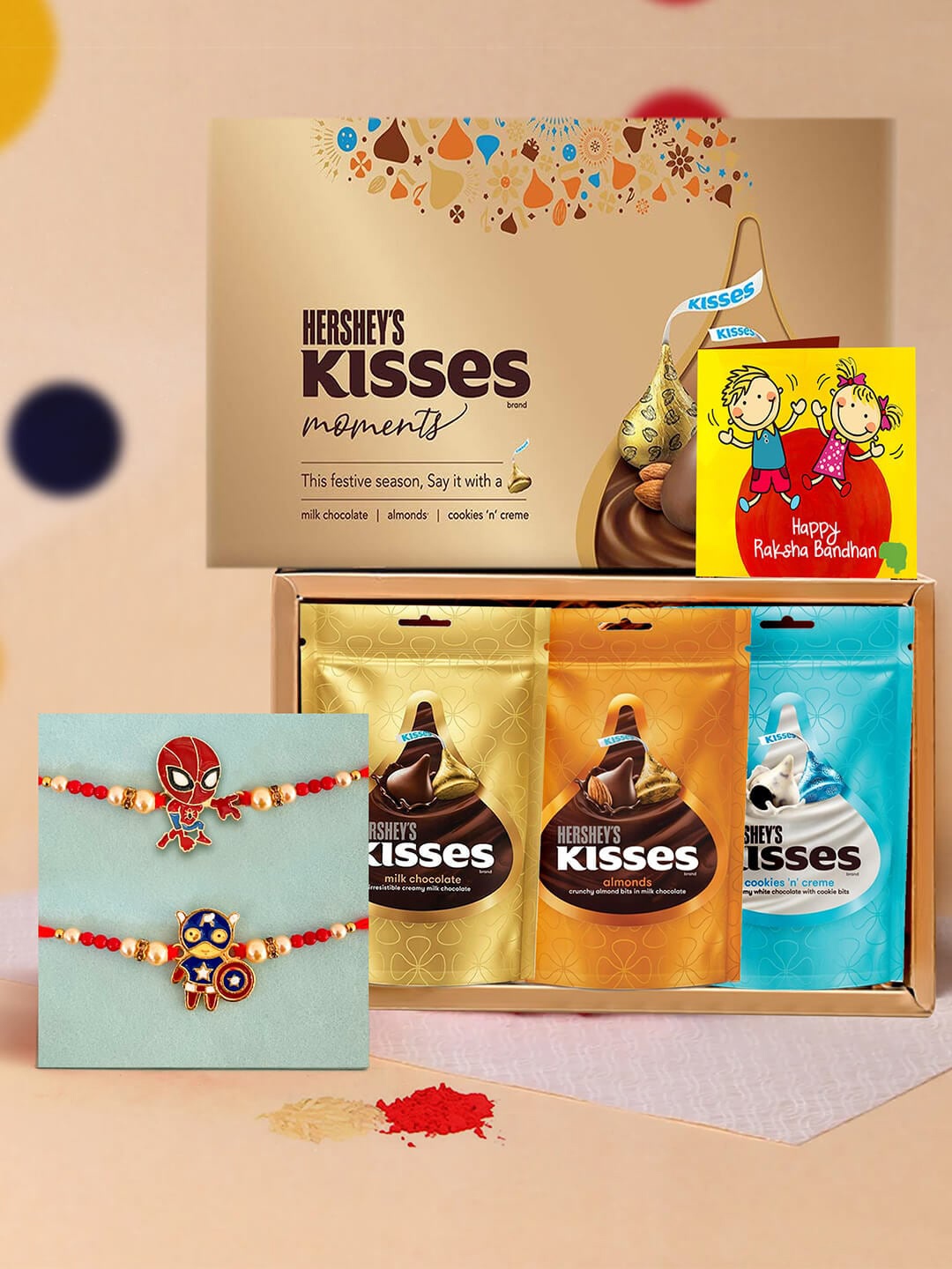 TIED RIBBONS Kids Set Of 2 Charm Rakhis With Hersheys Kisses Chocolates Gifts Set, Red
TIED RIBBONS Kids Set Of 2 Charm Rakhis With Hersheys Kisses Chocolates Gifts Set, Red