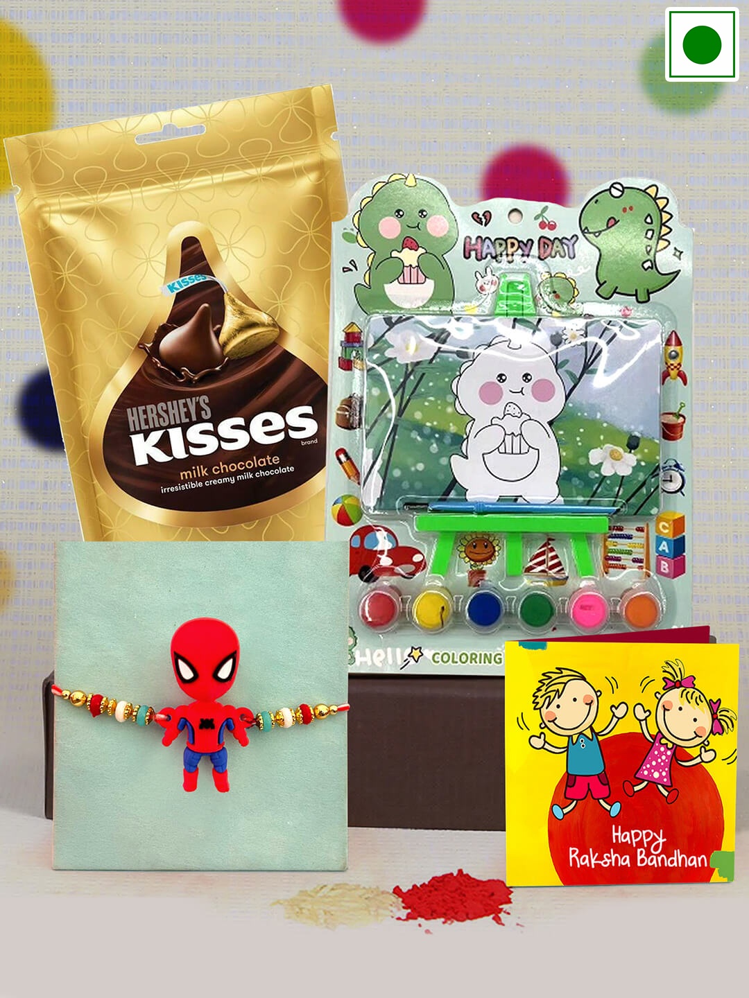 TIED RIBBONS Kids Spiderman Beaded Charm Rakhi With Chocolate Set 36g & Return Gift, Gold
TIED RIBBONS Kids Spiderman Beaded Charm Rakhi With Chocolate Set 36g & Return Gift, Gold