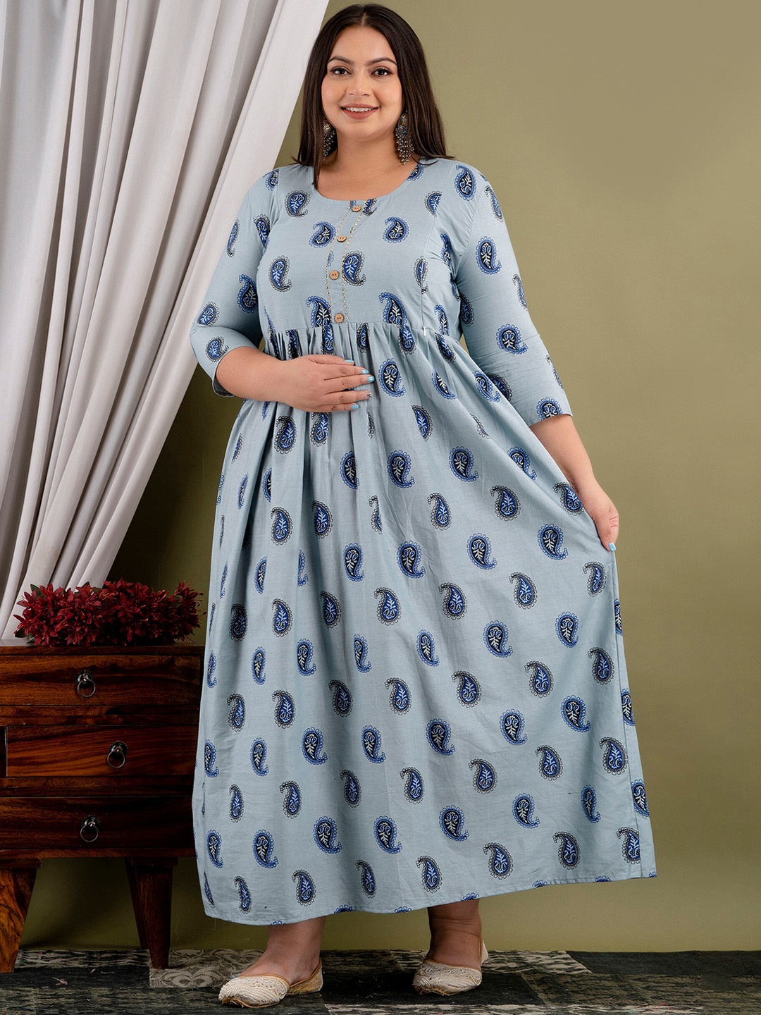 Mialo fashion Plus Size Ethnic Motifs Printed Gotta Patti Maternity & Feeding Dress, Blue
Mialo fashion Plus Size Ethnic Motifs Printed Gotta Patti Maternity & Feeding Dress, Blue