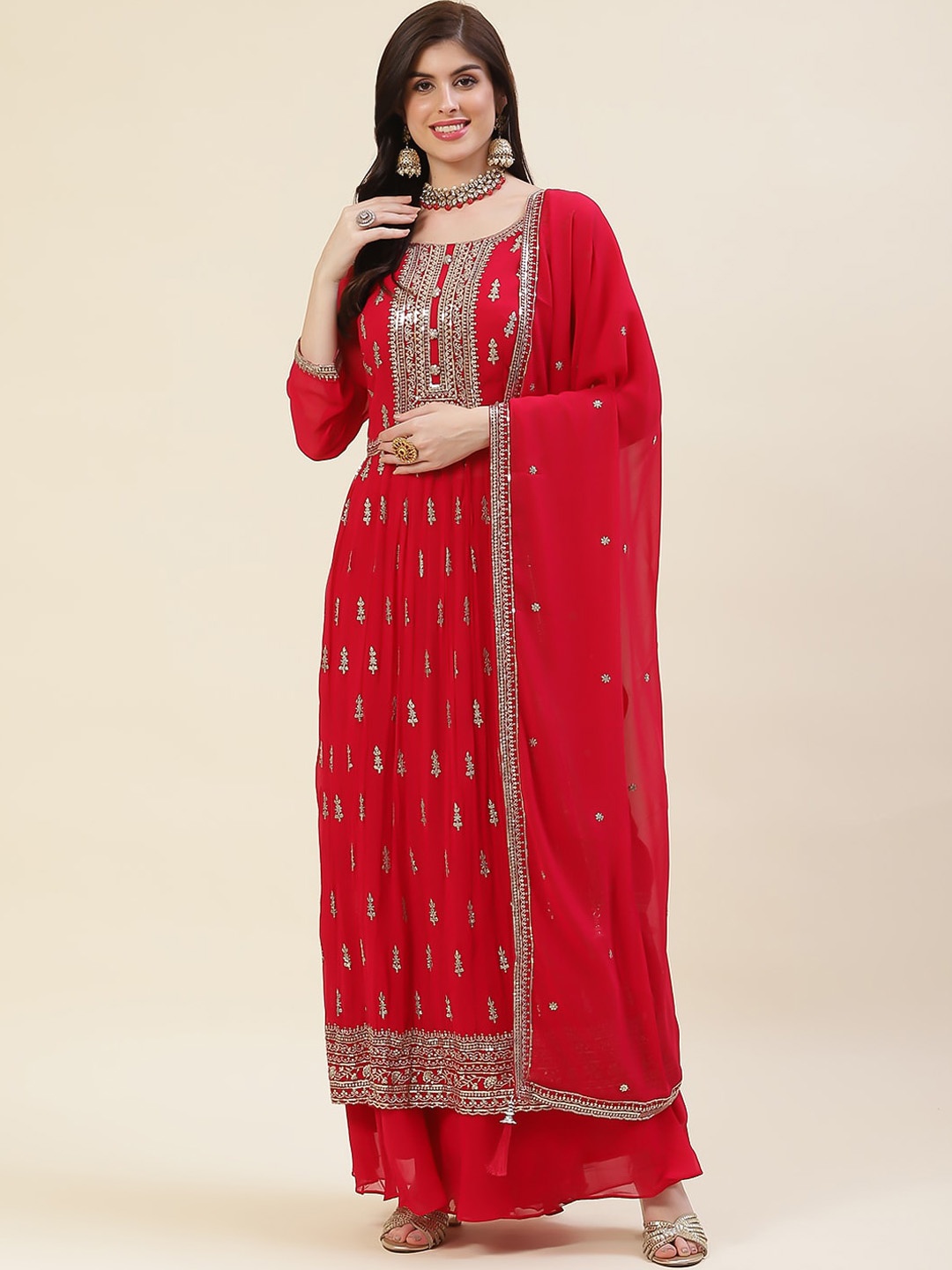 Meena Bazaar Ethnic Motifs Embroidered Sequinned Kurta & Palazzos With Dupatta, Pink
Meena Bazaar Ethnic Motifs Embroidered Sequinned Kurta & Palazzos With Dupatta, Pink