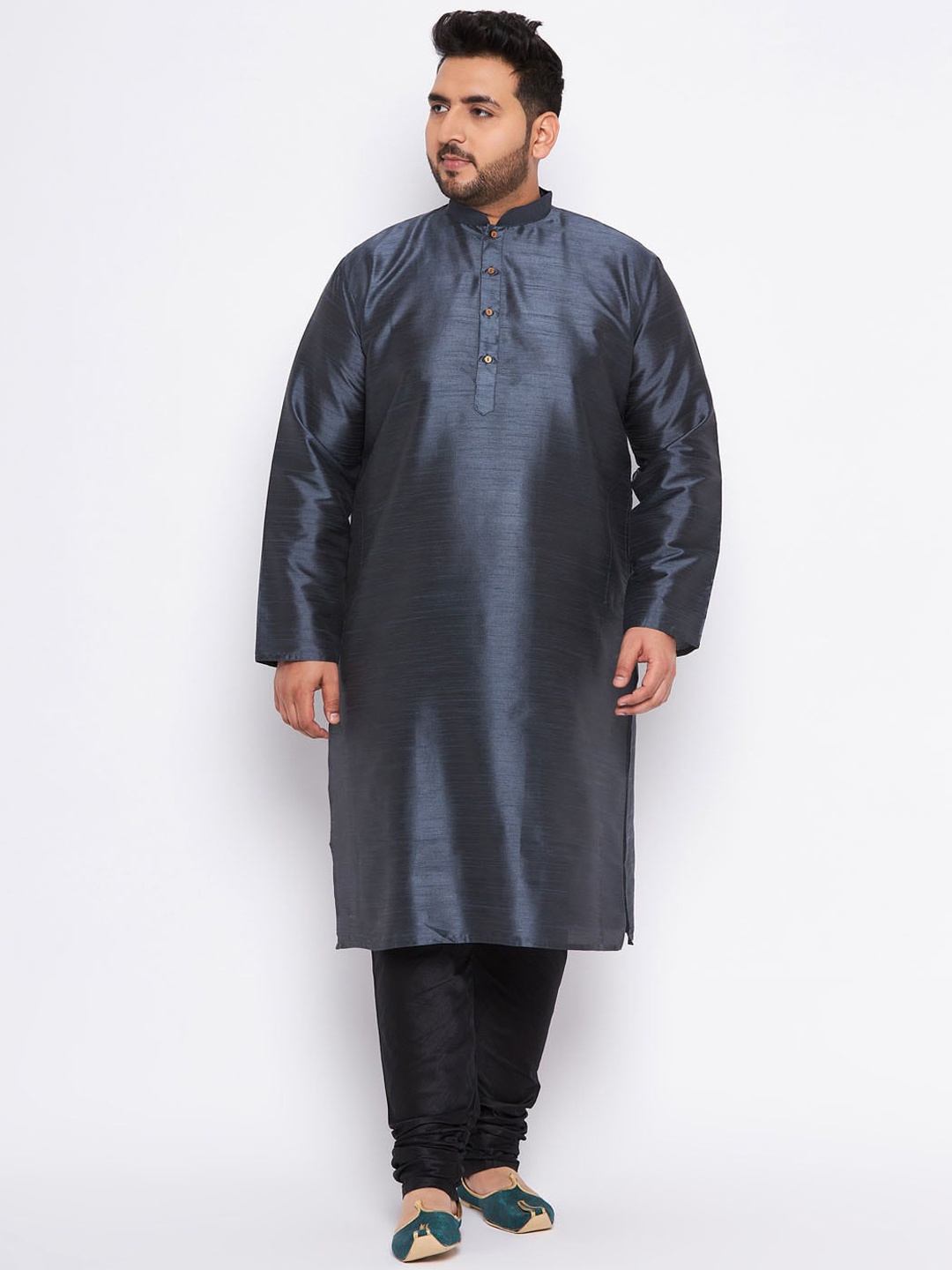 VASTRAMAY Plus Size Mandarin Collar Regular Kurta with Churidar, Steel
VASTRAMAY Plus Size Mandarin Collar Regular Kurta with Churidar, Steel