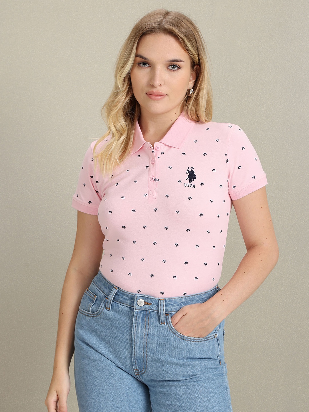 U.S. Polo Assn. Women Conversational Printed Polo Collar Slim Fit Cotton T-Shirt, Pink
U.S. Polo Assn. Women Conversational Printed Polo Collar Slim Fit Cotton T-Shirt, Pink