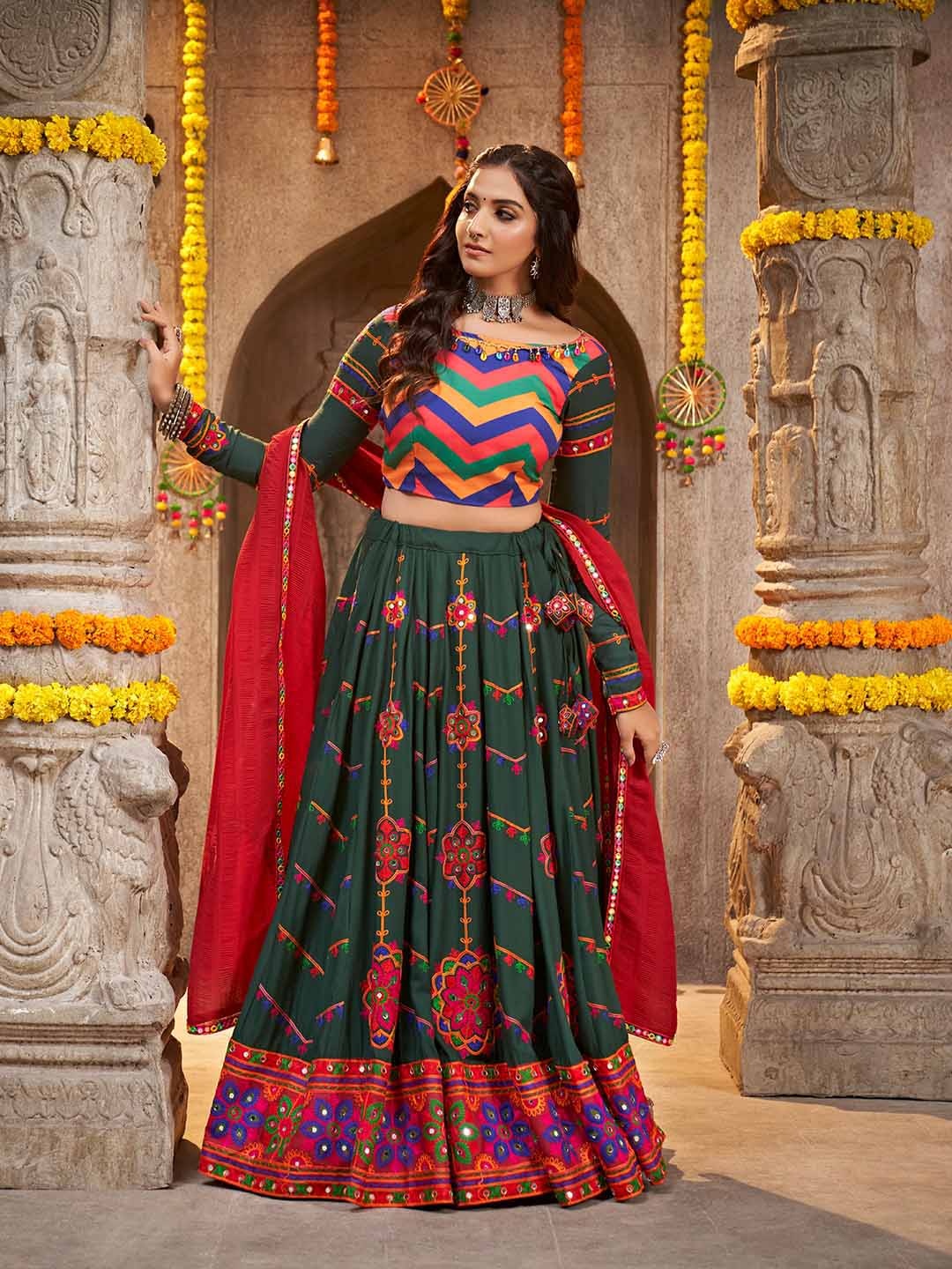 SHUBHKALA Printed Thread Work Ready to Wear Lehenga & Unstitched Blouse With Dupatta, Green
SHUBHKALA Printed Thread Work Ready to Wear Lehenga & Unstitched Blouse With Dupatta, Green