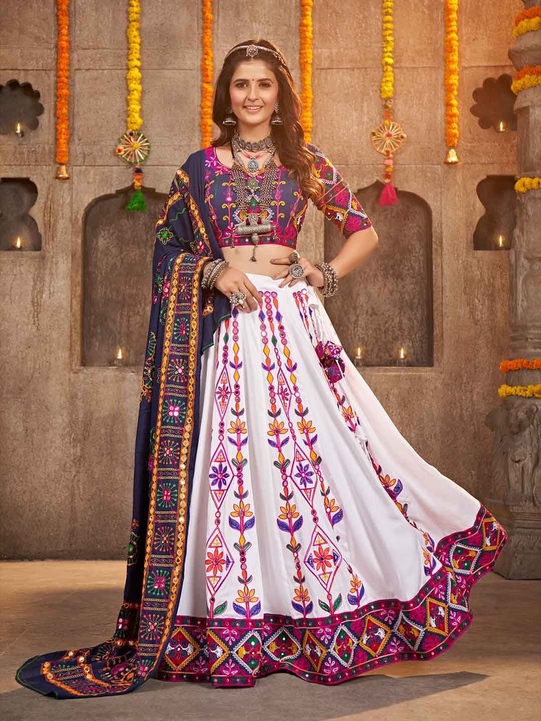 SHUBHKALA Embroidered Thread Work Ready to Wear Lehenga & Unstitched Blouse With Dupatta, White
SHUBHKALA Embroidered Thread Work Ready to Wear Lehenga & Unstitched Blouse With Dupatta, White