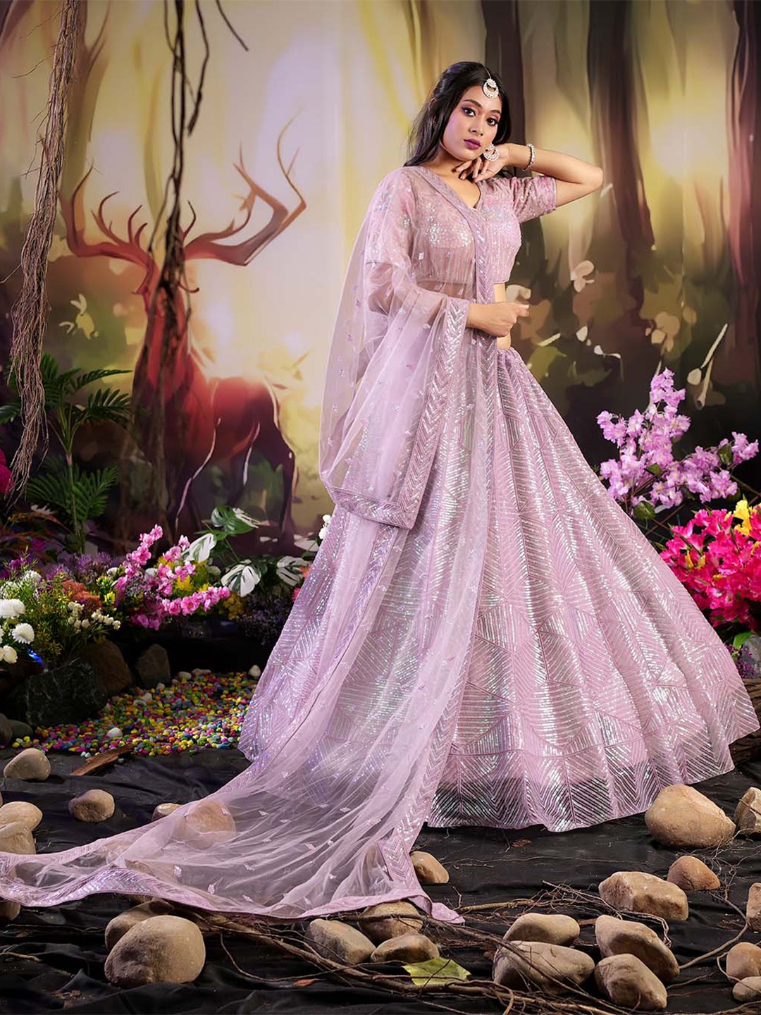 HALFSAREE STUDIO Embellished Sequinned Semi-Stitched Lehenga & Unstitched Blouse, Lavender
HALFSAREE STUDIO Embellished Sequinned Semi-Stitched Lehenga & Unstitched Blouse, Lavender