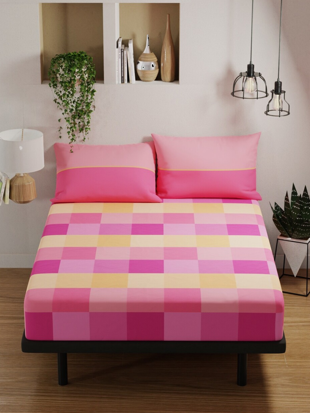 BIANCA Platinum Pink & Yellow Geometric Cotton 144 TC Queen Bedsheet With 2 Pillow Covers
BIANCA Platinum Pink & Yellow Geometric Cotton 144 TC Queen Bedsheet With 2 Pillow Covers