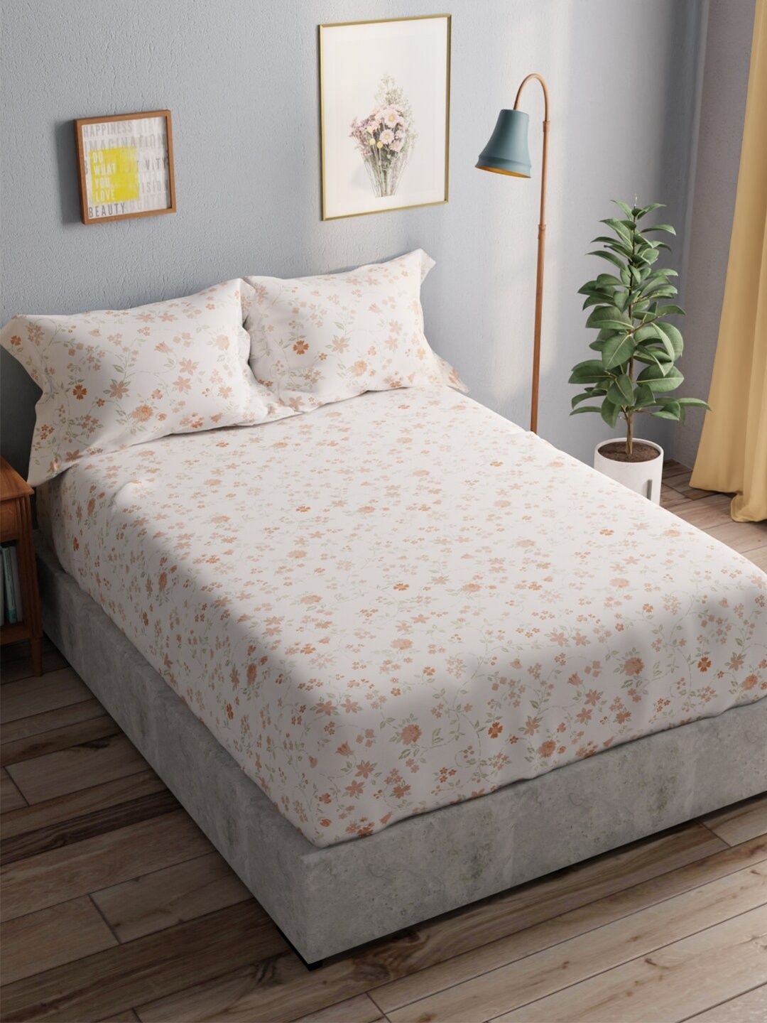 BIANCA Amolina Off White & Green Floral Cotton 140 TC Queen Bedsheet With 2 Pillow Covers
BIANCA Amolina Off White & Green Floral Cotton 140 TC Queen Bedsheet With 2 Pillow Covers