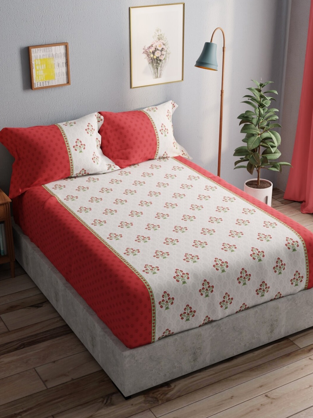 BIANCA White & Red Ethnic Motifs Pure Cotton 140 TC Queen Bedsheet with 2 Pillow Covers
BIANCA White & Red Ethnic Motifs Pure Cotton 140 TC Queen Bedsheet with 2 Pillow Covers