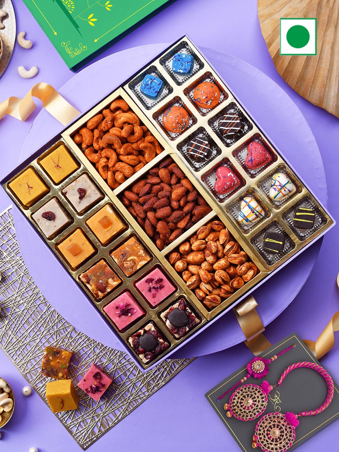 RawFruit Fudge Chocolate And Roasted Dry Fruit With Bhai Bhabhi Rakhi 800gms, Pink
RawFruit Fudge Chocolate And Roasted Dry Fruit With Bhai Bhabhi Rakhi 800gms, Pink