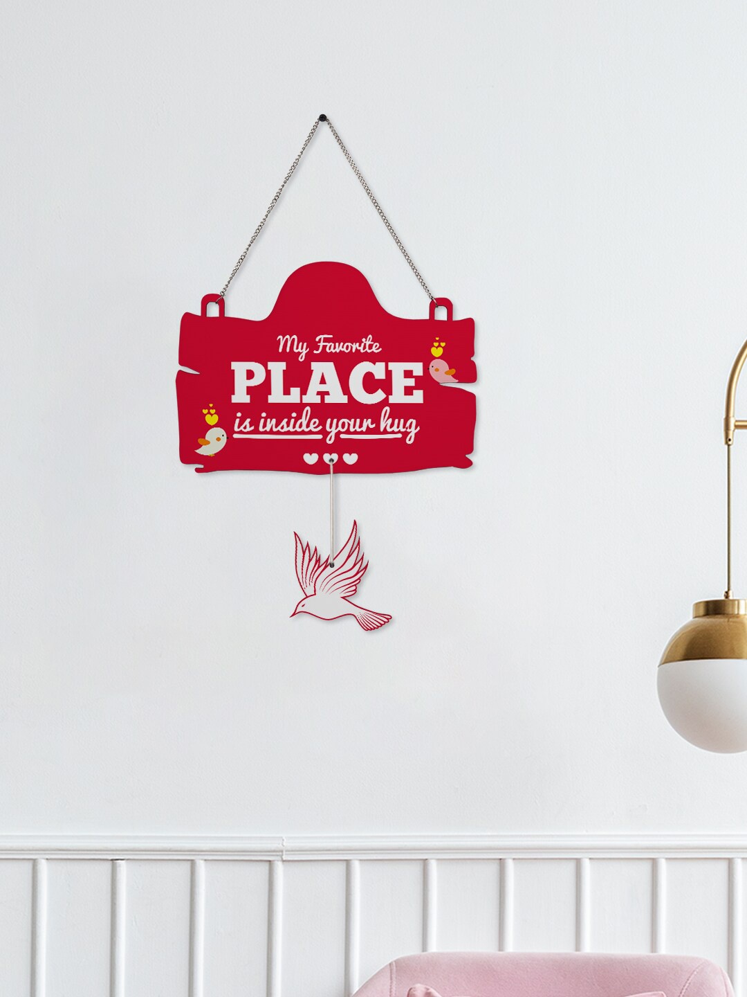 Crazy Corner Red & White Printed My Favorite Place Is Inside Your Hug Wooden Wall Decor