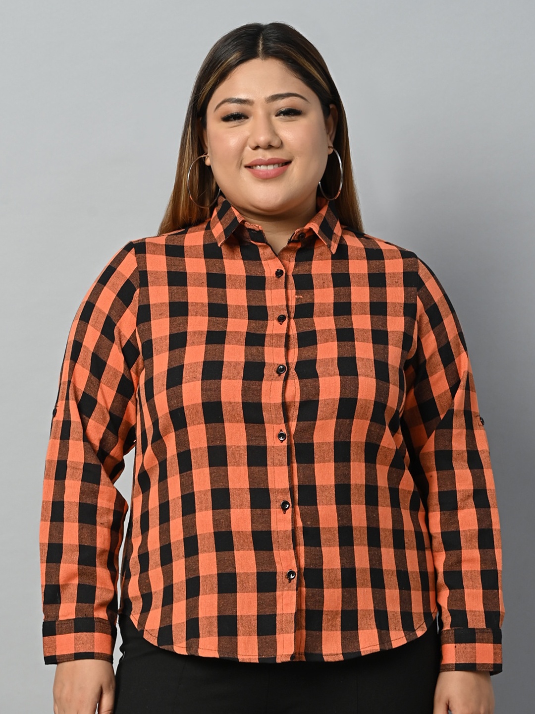 Vastraa Fusion Plus Size Spread Collar Comfort Buffalo Checks Opaque Cotton Casual Shirt, Orange
Vastraa Fusion Plus Size Spread Collar Comfort Buffalo Checks Opaque Cotton Casual Shirt, Orange