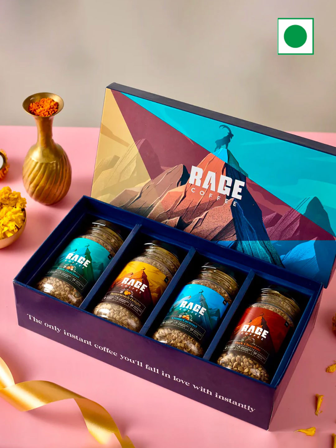 Rage Coffee Set Of 4 Irish Hazelnut Dark Chocolate Caramel Butterscotch Coffee Gift Set, Brown 
Rage Coffee Set Of 4 Irish Hazelnut Dark Chocolate Caramel Butterscotch Coffee Gift Set, Brown