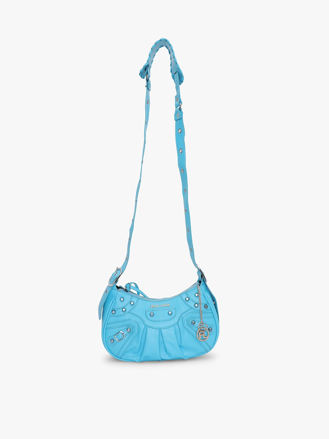 PELLE LUXUR PU Structured Sling Bag, Blue