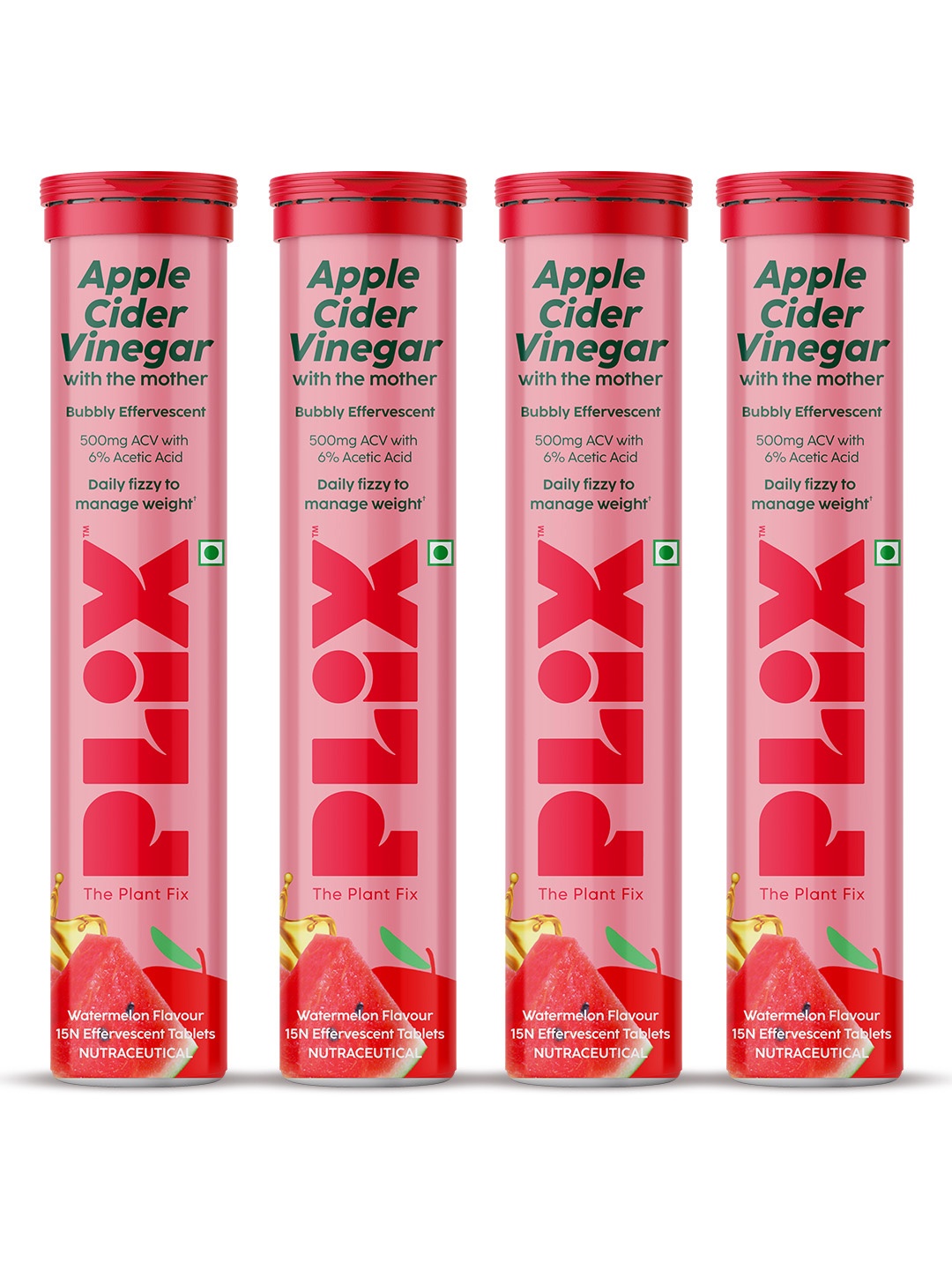 PLIX THE PLANT FIX Set Of 4 Apple Cider Vinegar Tablet - Watermelon Flavour - 15 Tabs Each, Red
PLIX THE PLANT FIX Set Of 4 Apple Cider Vinegar Tablet - Watermelon Flavour - 15 Tabs Each, Red
