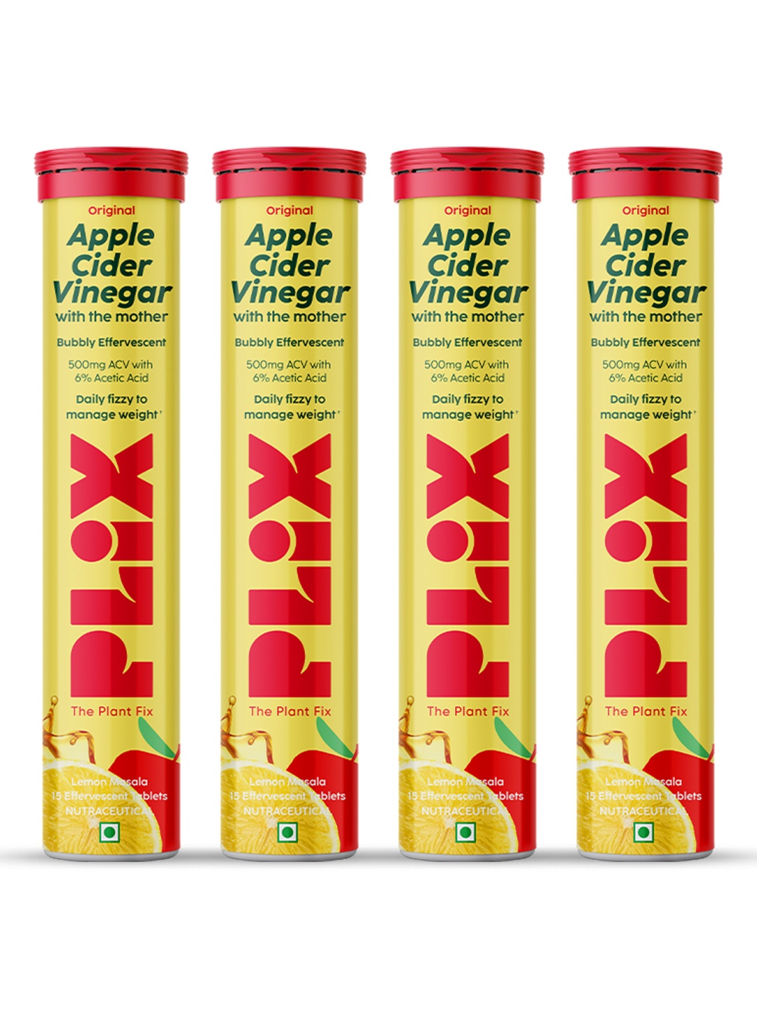 PLIX THE PLANT FIX Set Of 4 Apple Cider Vinegar Tablet- Lemon Masala - 15 Tablet each, Yellow
PLIX THE PLANT FIX Set Of 4 Apple Cider Vinegar Tablet- Lemon Masala - 15 Tablet each, Yellow