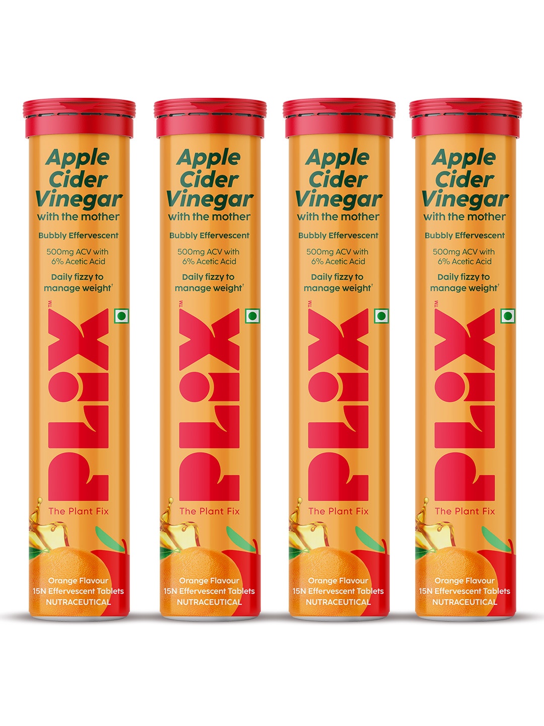 PLIX THE PLANT FIX Set Of 4 Apple Cider Vinegar Tablet -Orange 15 Effervescent Tabs Each
PLIX THE PLANT FIX Set Of 4 Apple Cider Vinegar Tablet -Orange 15 Effervescent Tabs Each