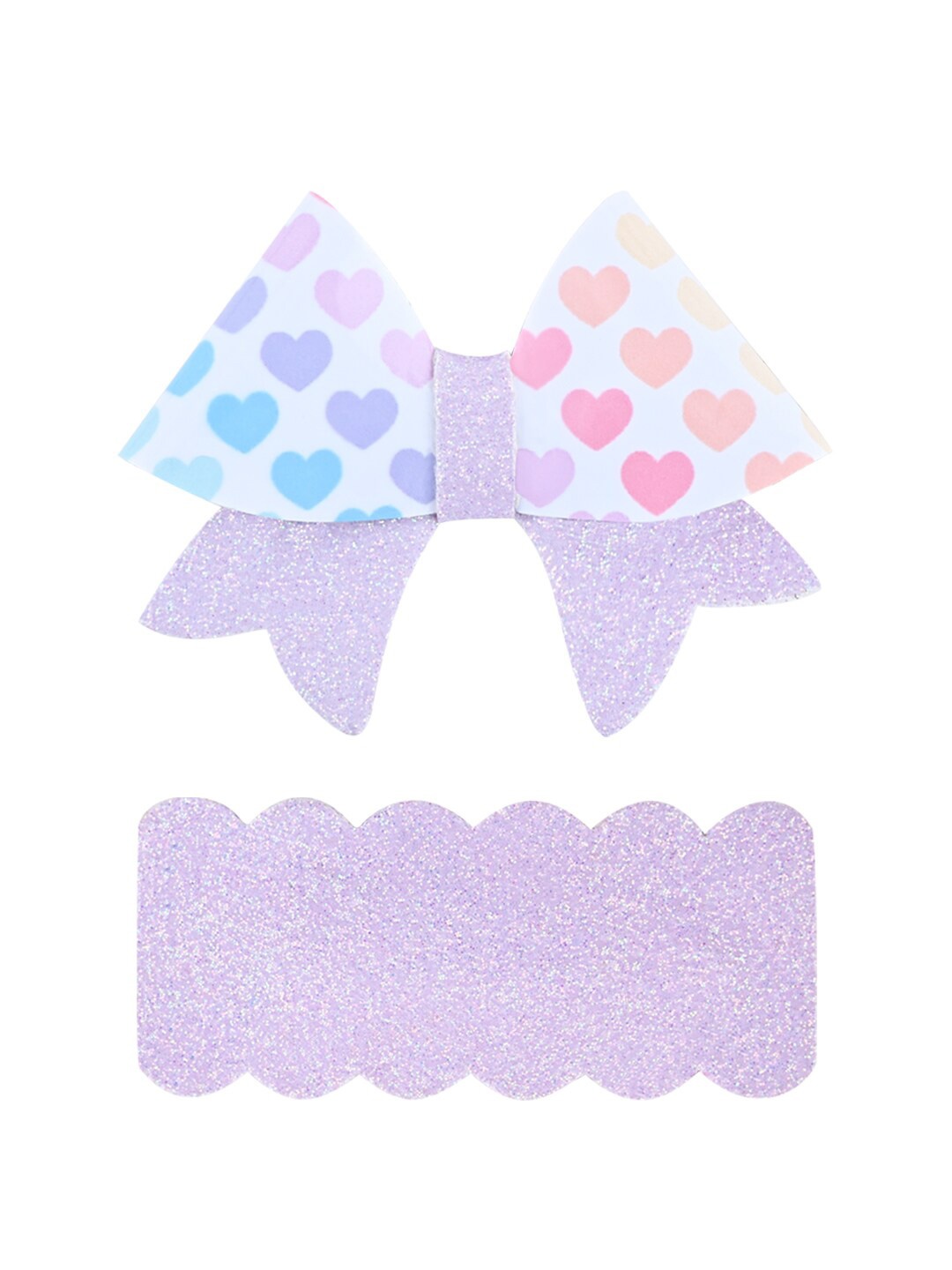 Aye Candy Girls Hearts All Over Small Bow Aligator Hair Clip, Purple