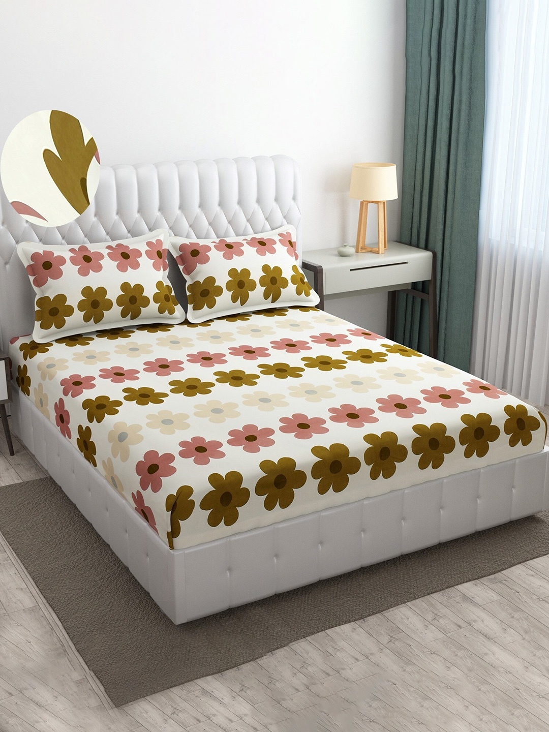 Stylespace by Isha White & Pink Floral Cotton 250 TC King Bedsheet With 2 Pillow Covers
Stylespace by Isha White & Pink Floral Cotton 250 TC King Bedsheet With 2 Pillow Covers