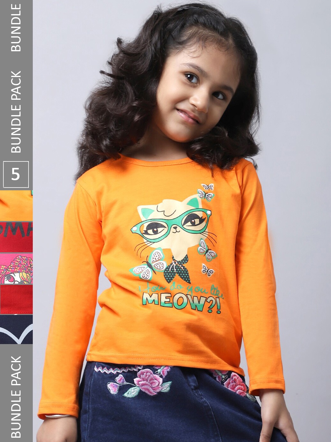 BAESD Girls Pack Of 5 Graphic Printed Round Neck Long Sleeve Pure Cotton T-shirt, Orange
BAESD Girls Pack Of 5 Graphic Printed Round Neck Long Sleeve Pure Cotton T-shirt, Orange