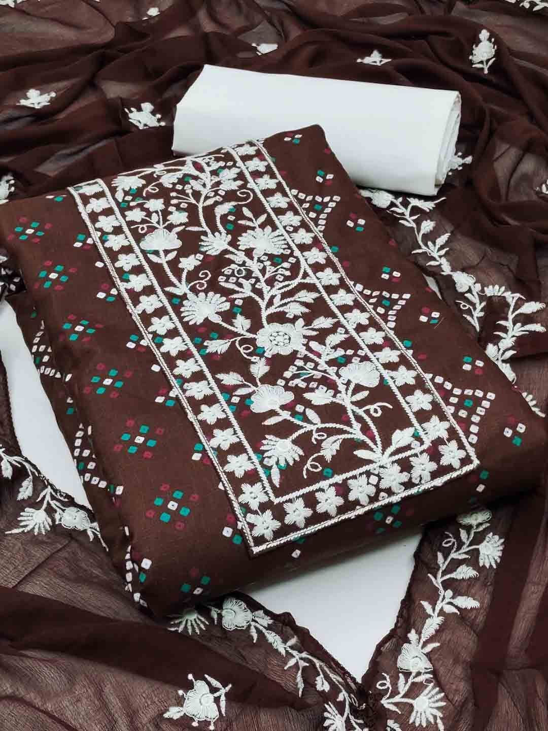 ZEEPKART Ethnic Motifs Embroidered Silk Georgette Unstitched Dress Material, Camel brown
ZEEPKART Ethnic Motifs Embroidered Silk Georgette Unstitched Dress Material, Camel brown