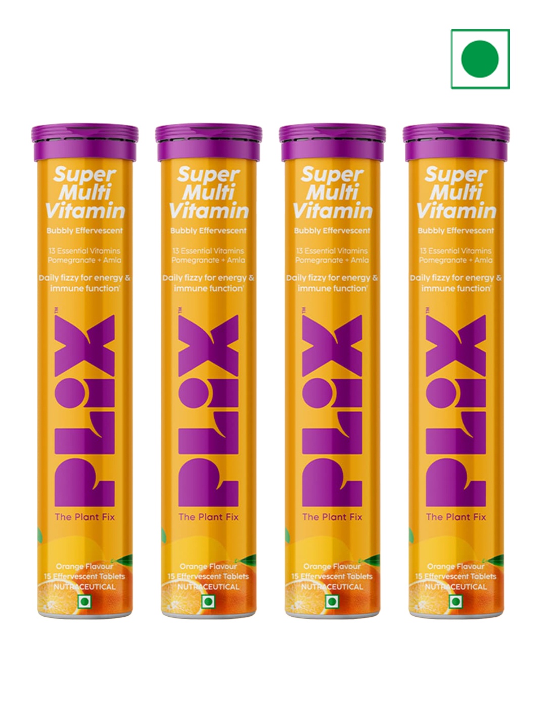 PLIX THE PLANT FIX Set Of 4 Super Multivitamin Orange Flavour Tablets - 15 Tablets Each
PLIX THE PLANT FIX Set Of 4 Super Multivitamin Orange Flavour Tablets - 15 Tablets Each