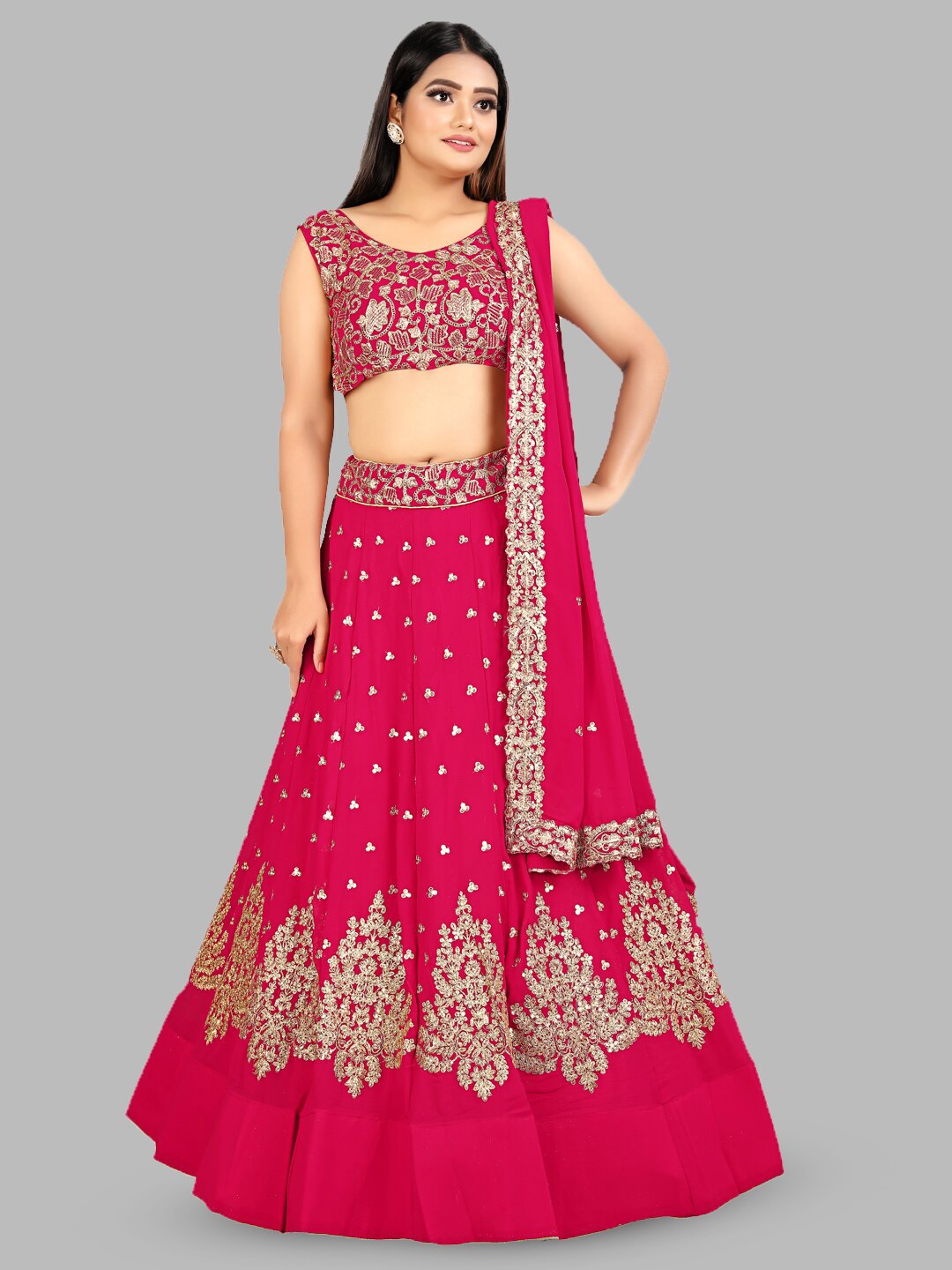 TIKODI Embroidered Thread Work Semi-Stitched Lehenga & Unstitched Blouse With Dupatta, Pink
TIKODI Embroidered Thread Work Semi-Stitched Lehenga & Unstitched Blouse With Dupatta, Pink