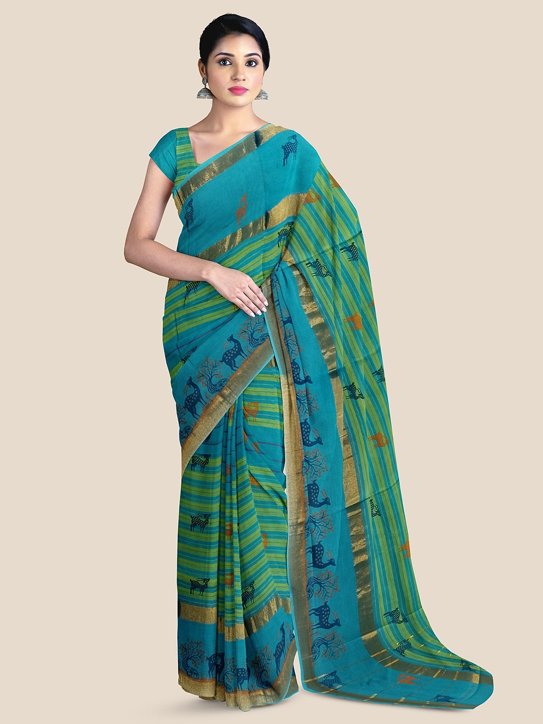 The Chennai Silks Woven Design Zari Sambalpuri Saree, Blue