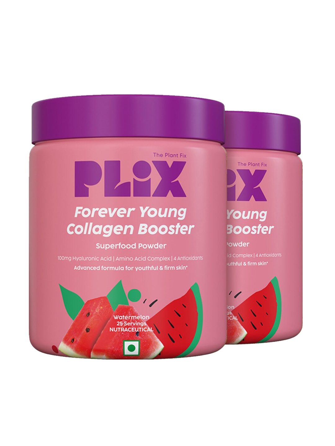 PLIX THE PLANT FIX Set of 2 Forever Young Collagen Booster Powder - 25 Servings each, Pink
PLIX THE PLANT FIX Set of 2 Forever Young Collagen Booster Powder - 25 Servings each, Pink