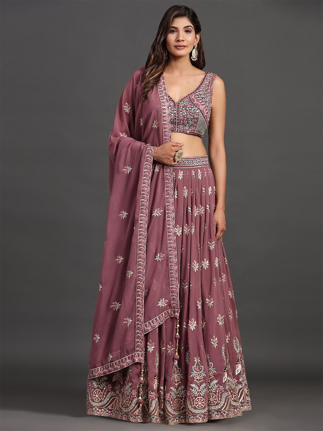 Fusionic Embroidered Thread Work Ready to Wear Lehenga & Blouse With Dupatta, Lavender
Fusionic Embroidered Thread Work Ready to Wear Lehenga & Blouse With Dupatta, Lavender