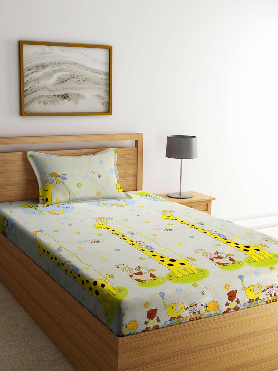 FABINALIV Cartoon Characters Print 300 TC Single Flat Bedsheet With 1 Pillow Cover, White
FABINALIV Cartoon Characters Print 300 TC Single Flat Bedsheet With 1 Pillow Cover, White