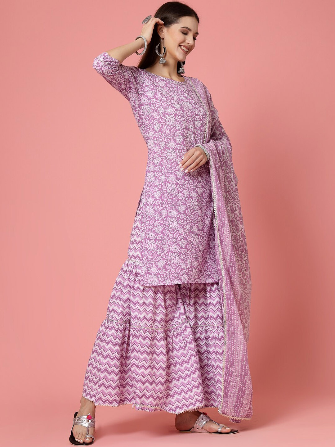 Molly & Michel Floral Printed Regular Pure Cotton Kurta & Palazzos With Dupatta, Purple
Molly & Michel Floral Printed Regular Pure Cotton Kurta & Palazzos With Dupatta, Purple