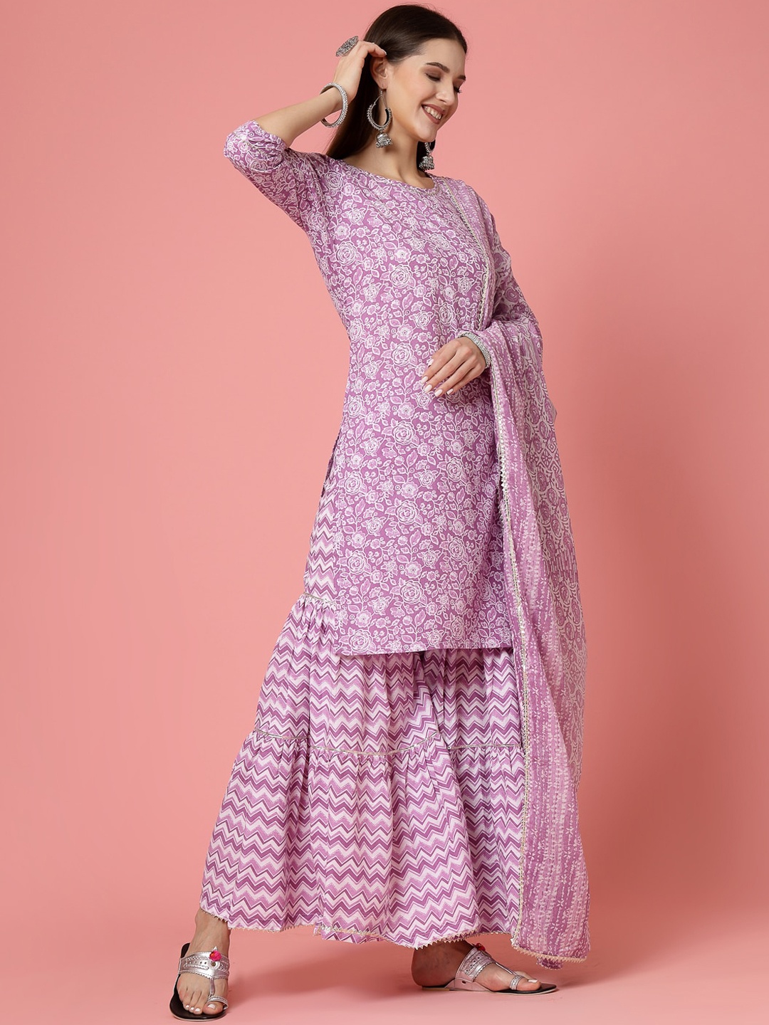 Molly & Michel Ethnic Motifs Printed Regular Pure Cotton Kurti With Sharara & Dupatta, Purple
Molly & Michel Ethnic Motifs Printed Regular Pure Cotton Kurti With Sharara & Dupatta, Purple