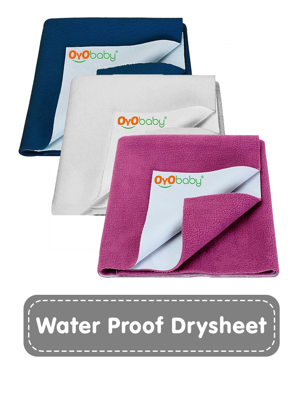 OyO Baby Pack of 3 Dark Sea Blue,Ivory & Rani Pink Dry Sheet Polycotton Mattress Protector, White
OyO Baby Pack of 3 Dark Sea Blue,Ivory & Rani Pink Dry Sheet Polycotton Mattress Protector, White