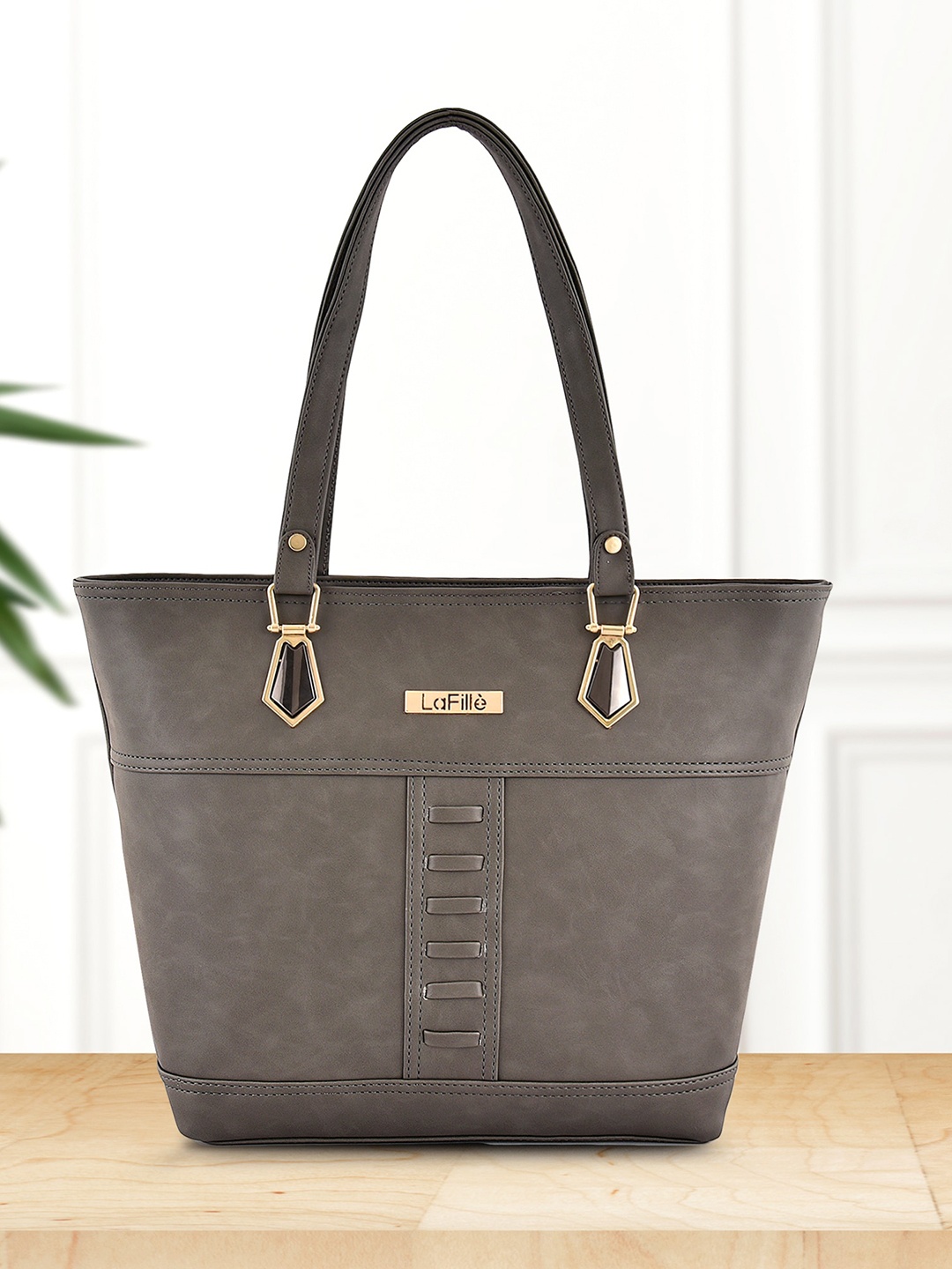 LaFille Structured Shoulder Bag, Grey